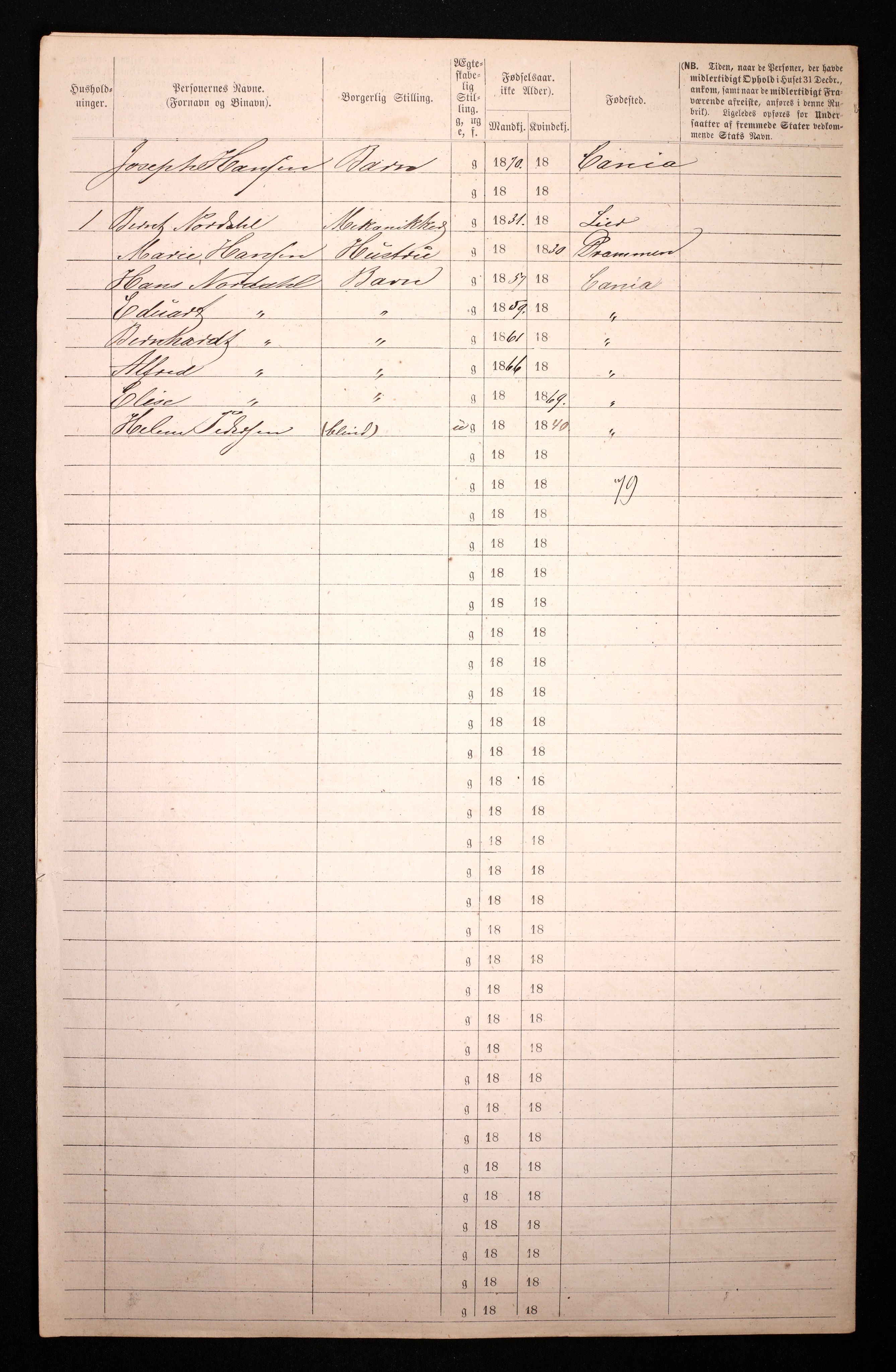 RA, 1870 census for 0301 Kristiania, 1870, p. 3173