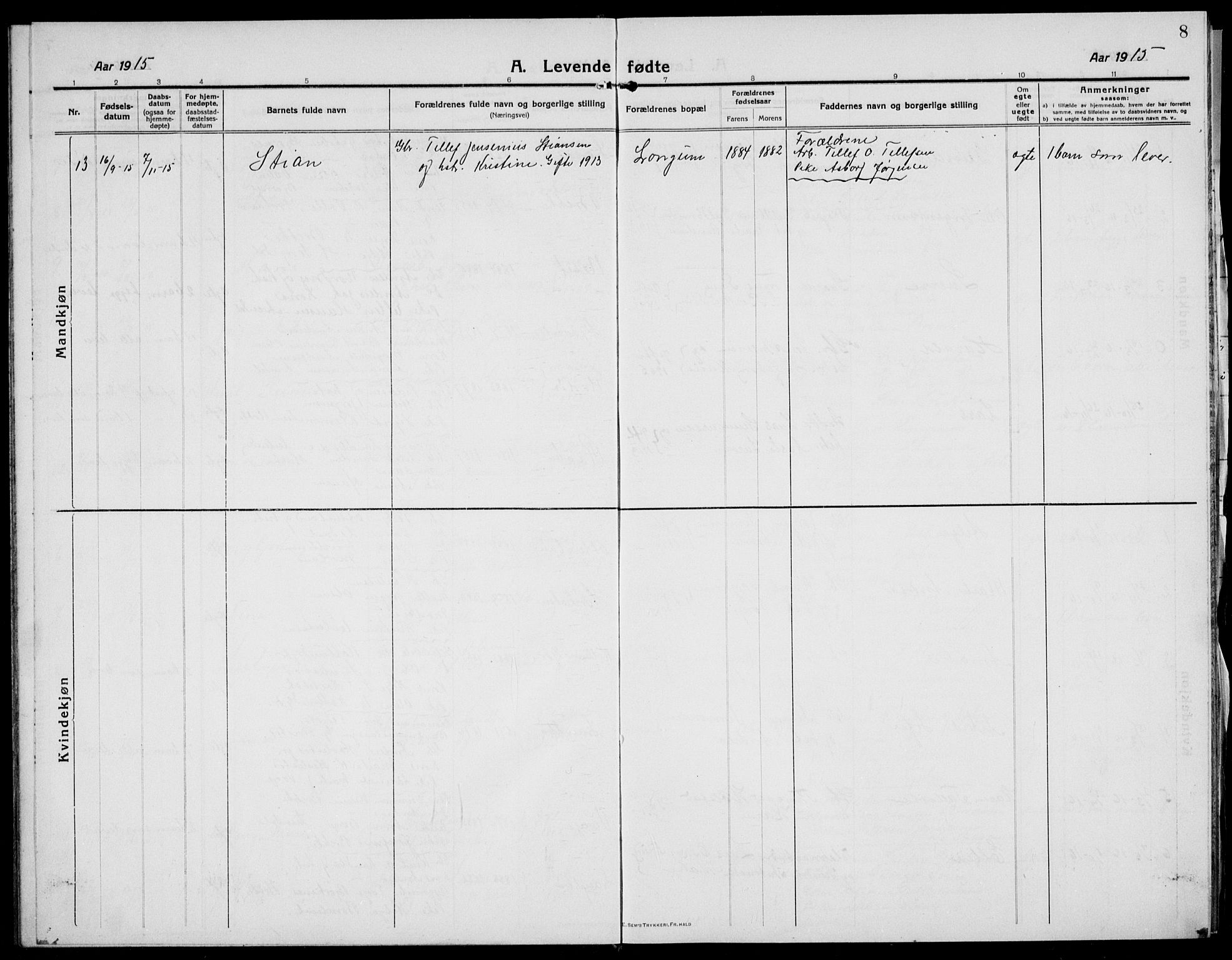 Austre Moland sokneprestkontor, SAK/1111-0001/F/Fb/Fba/L0005: Parish register (copy) no. B 4b, 1914-1935, p. 8