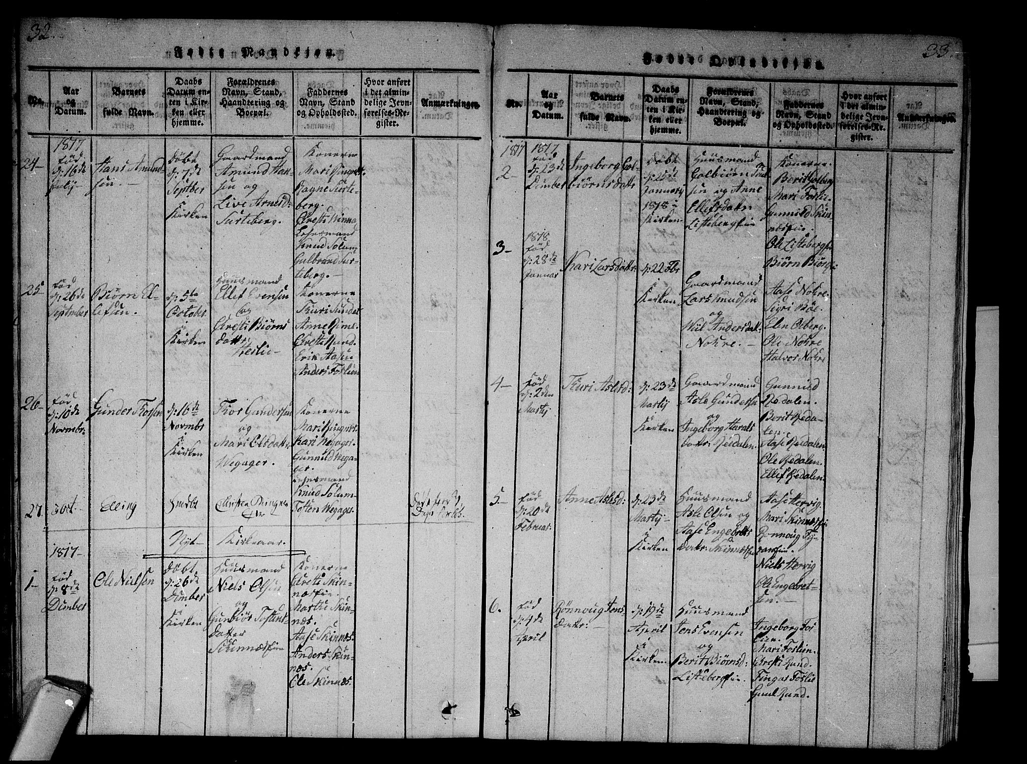 Krødsherad kirkebøker, AV/SAKO-A-19/F/Fa/L0001: Parish register (official) no. 1, 1815-1829, p. 32-33