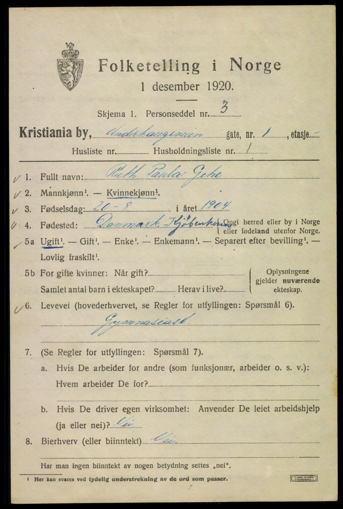 SAO, 1920 census for Kristiania, 1920, p. 617165