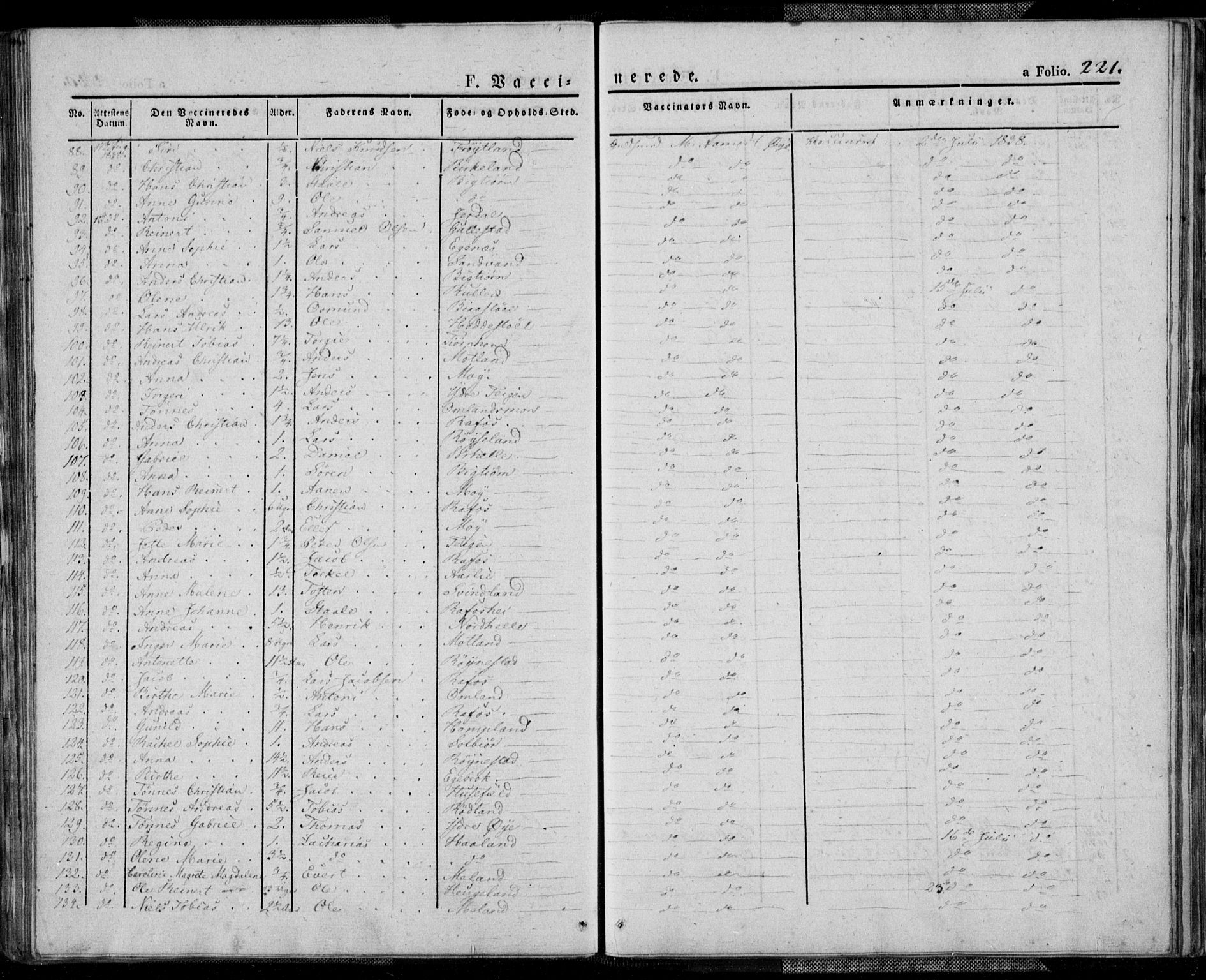 Kvinesdal sokneprestkontor, AV/SAK-1111-0026/F/Fa/Fab/L0004: Parish register (official) no. A 4, 1829-1843, p. 221