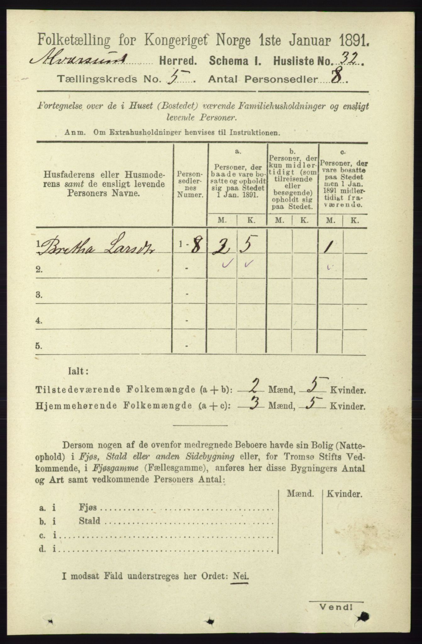 RA, 1891 census for 1257 Alversund, 1891, p. 1789