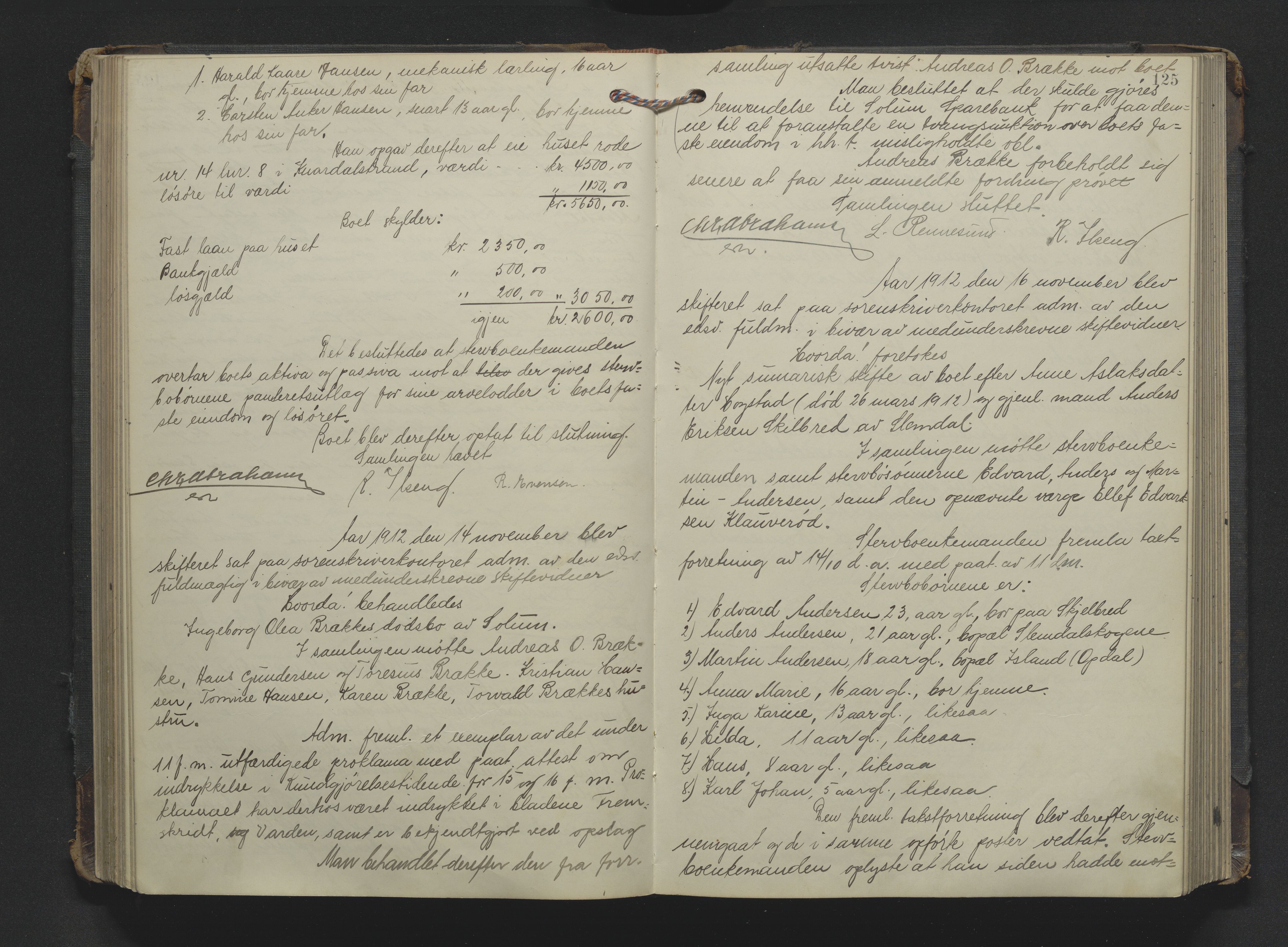 Gjerpen sorenskriveri, SAKO/A-216/H/Hb/Hbb/Hbba/L0007: Skifteforhandlingsprotokoll, Sorenskriveriet, 1910-1917, p. 124b-125a