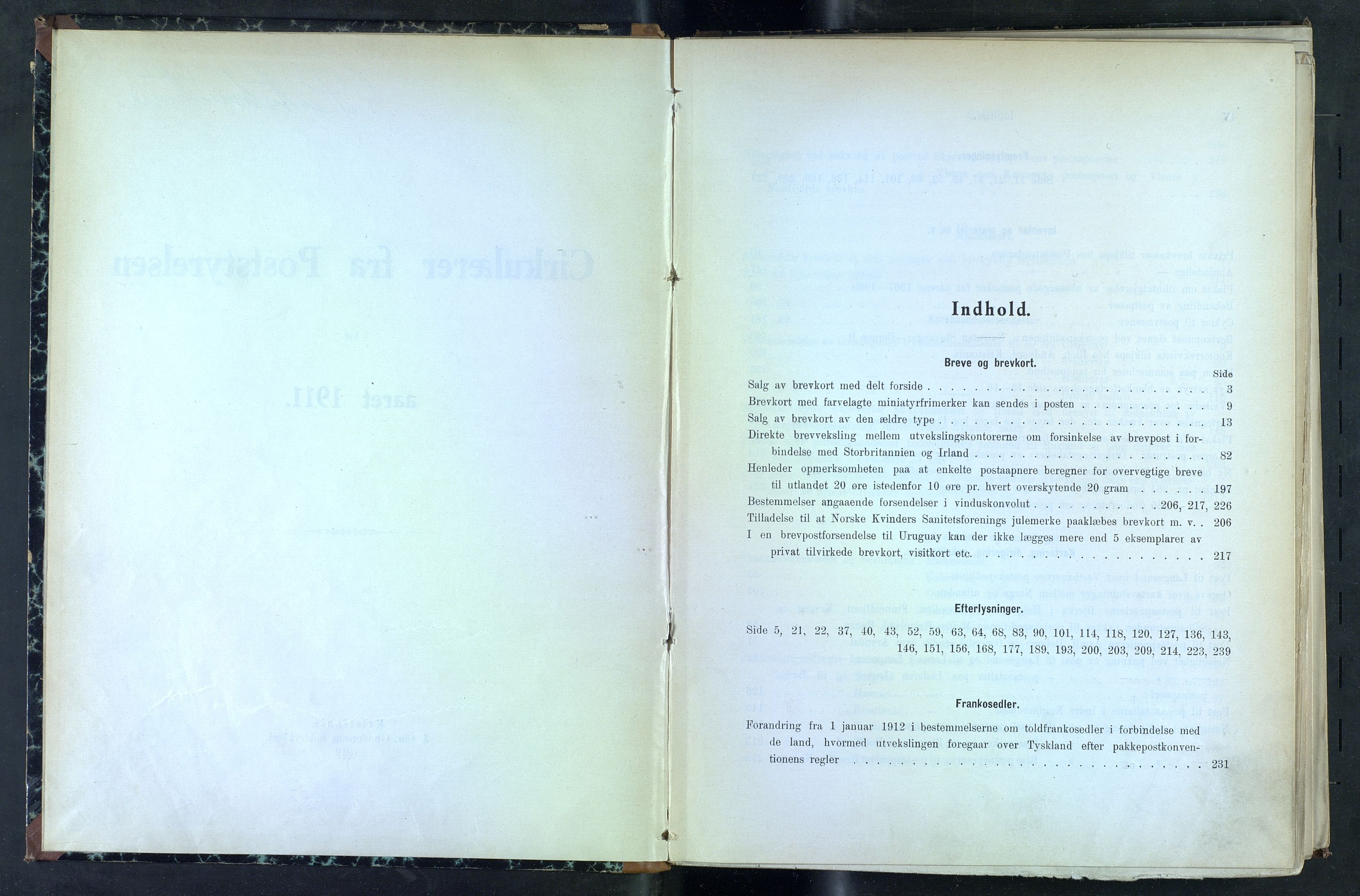 Norges Postmuseums bibliotek, NOPO/-/-/-: Sirkulærer fra Poststyrelsen, 1911