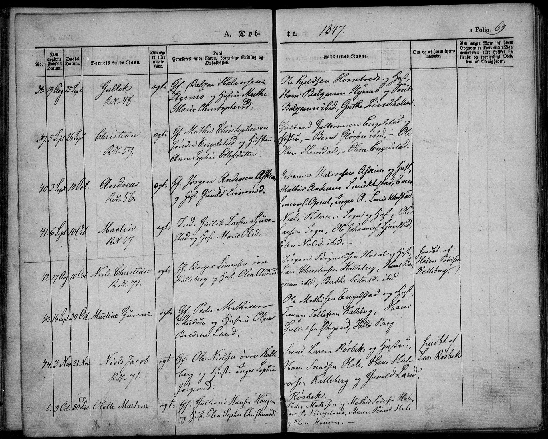 Lardal kirkebøker, SAKO/A-350/F/Fa/L0006: Parish register (official) no. I 6, 1835-1860, p. 69