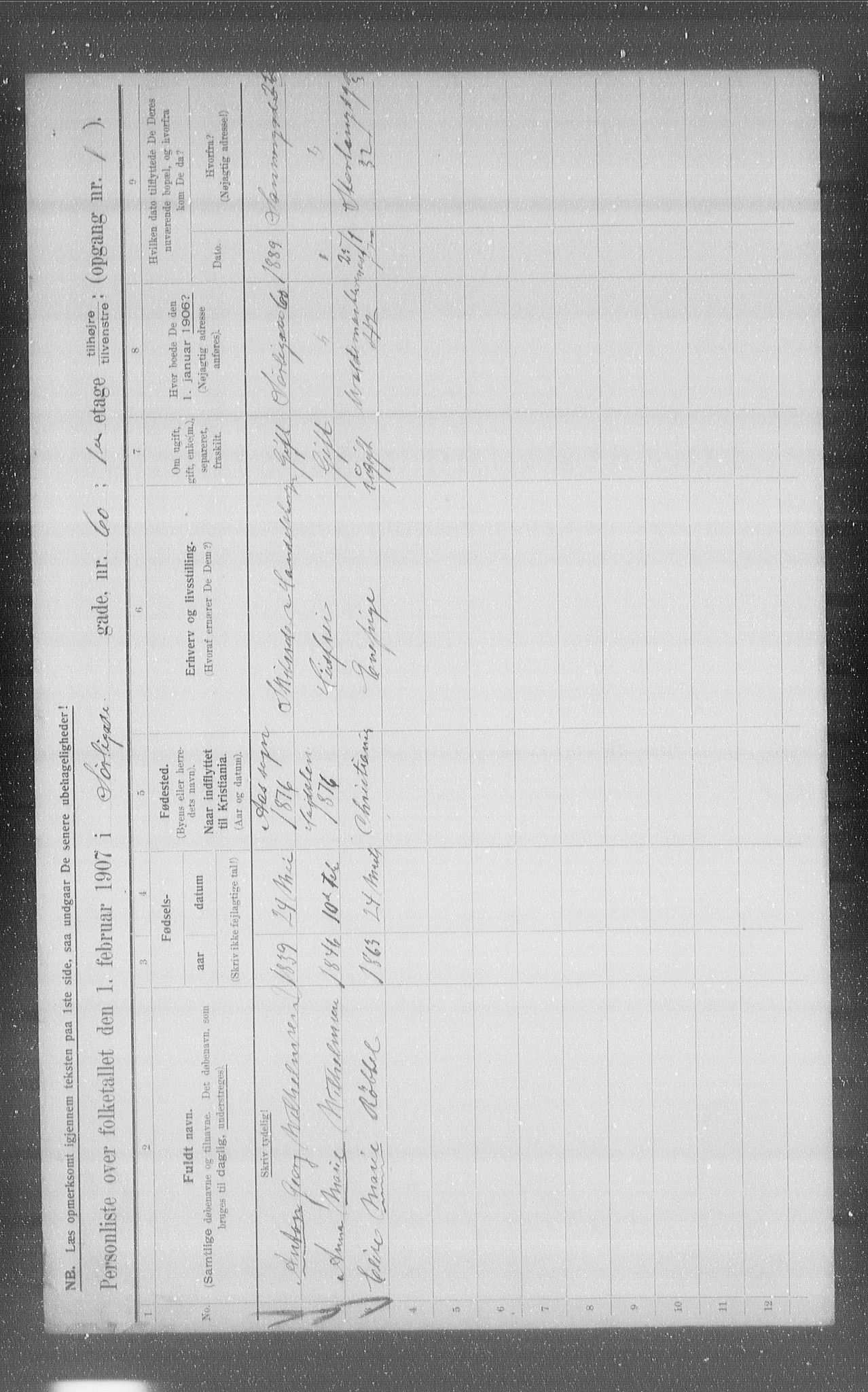 OBA, Municipal Census 1907 for Kristiania, 1907, p. 54380