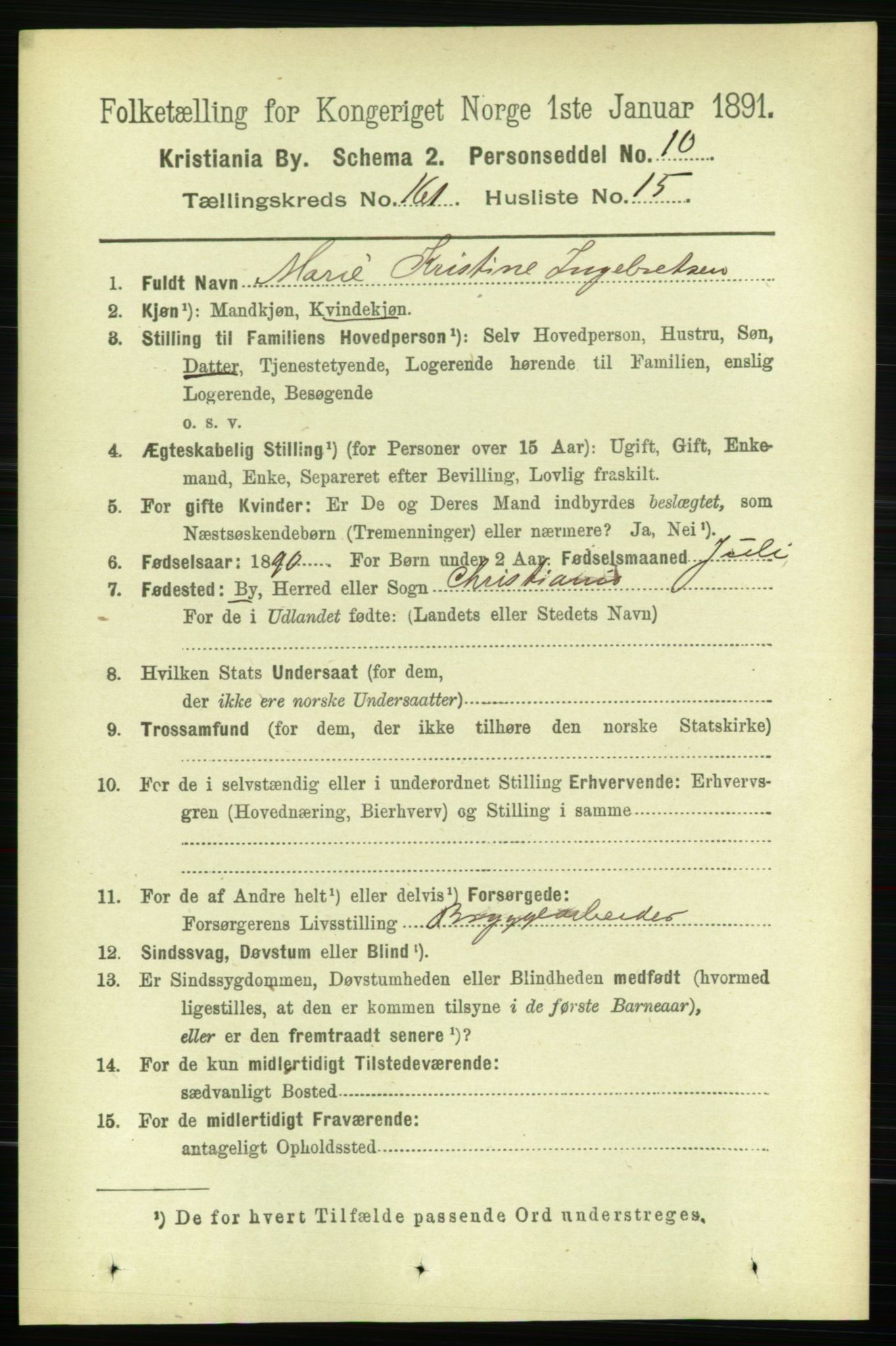 RA, 1891 census for 0301 Kristiania, 1891, p. 91852