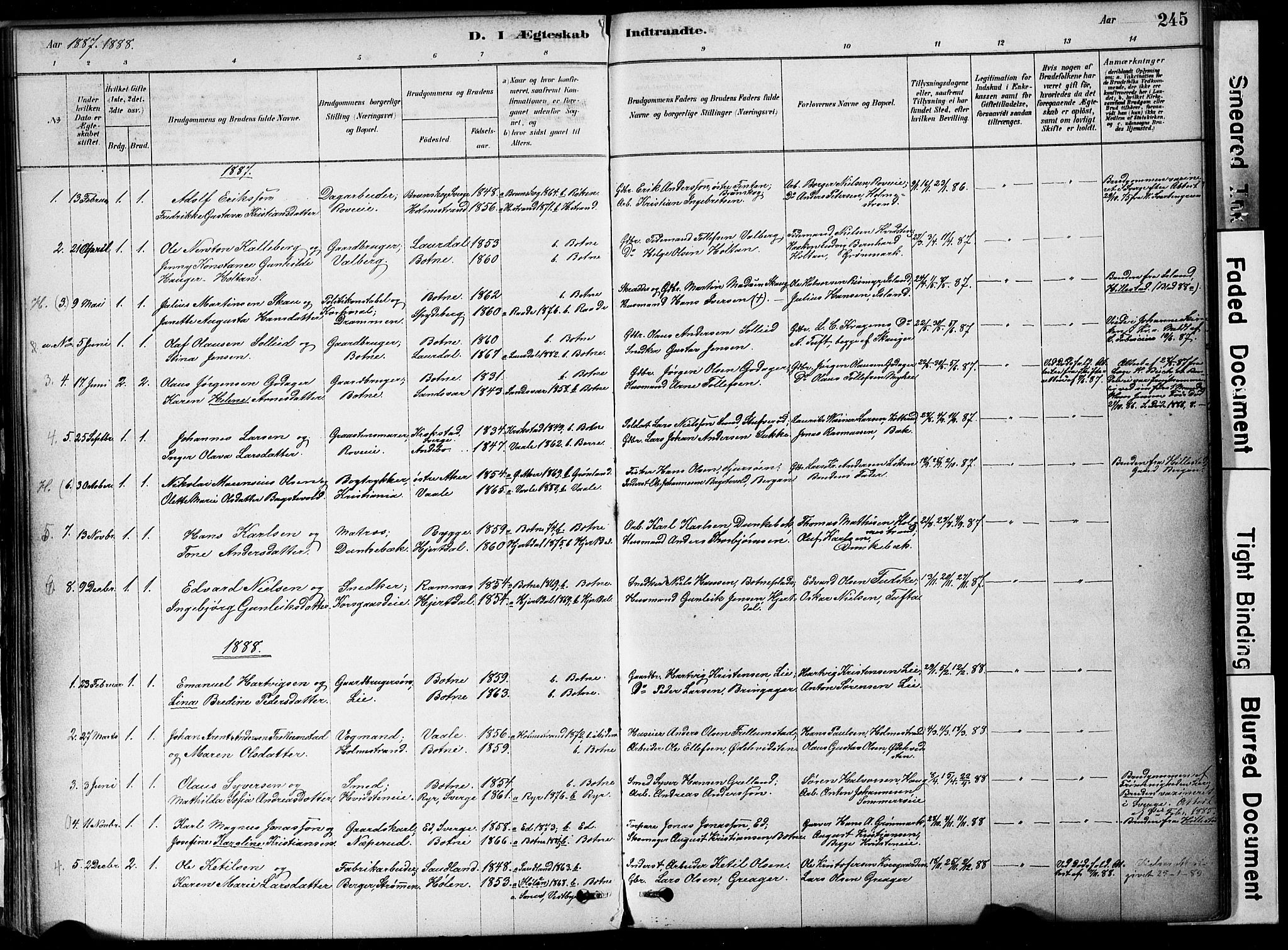 Botne kirkebøker, AV/SAKO-A-340/F/Fa/L0007: Parish register (official) no. I 7, 1878-1910, p. 245