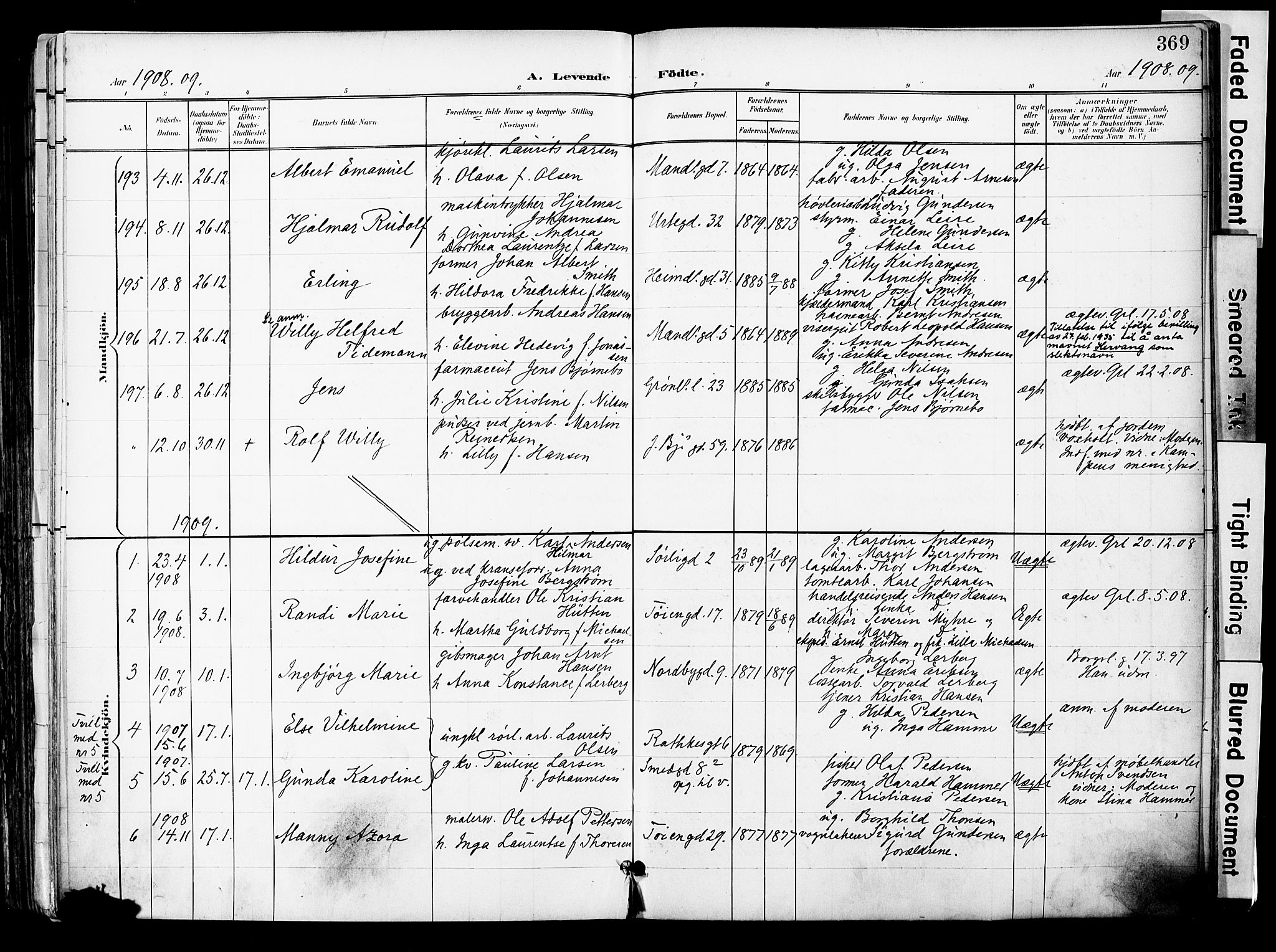 Grønland prestekontor Kirkebøker, AV/SAO-A-10848/F/Fa/L0014: Parish register (official) no. 14, 1900-1911, p. 369