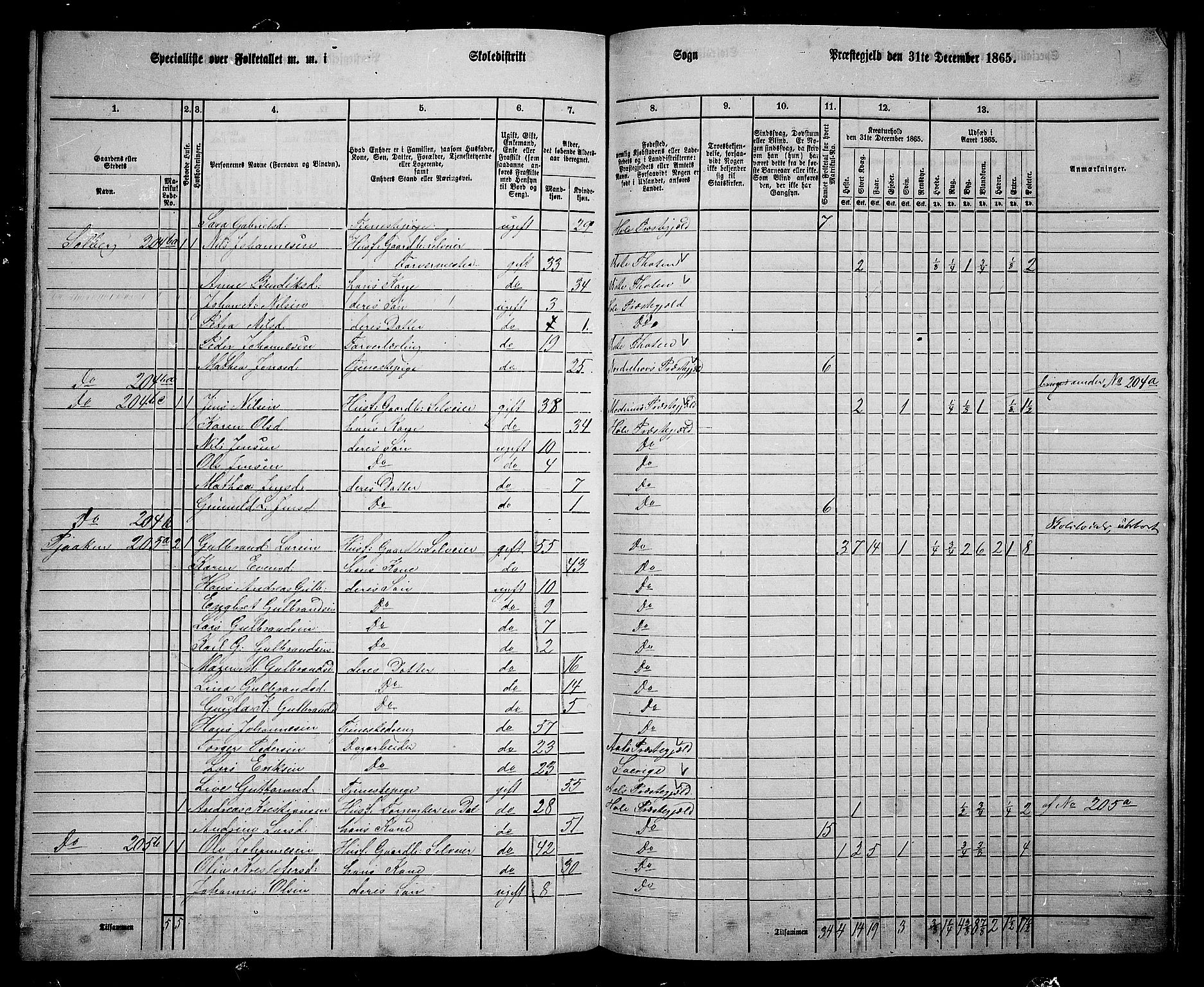 RA, 1865 census for Hole, 1865, p. 138