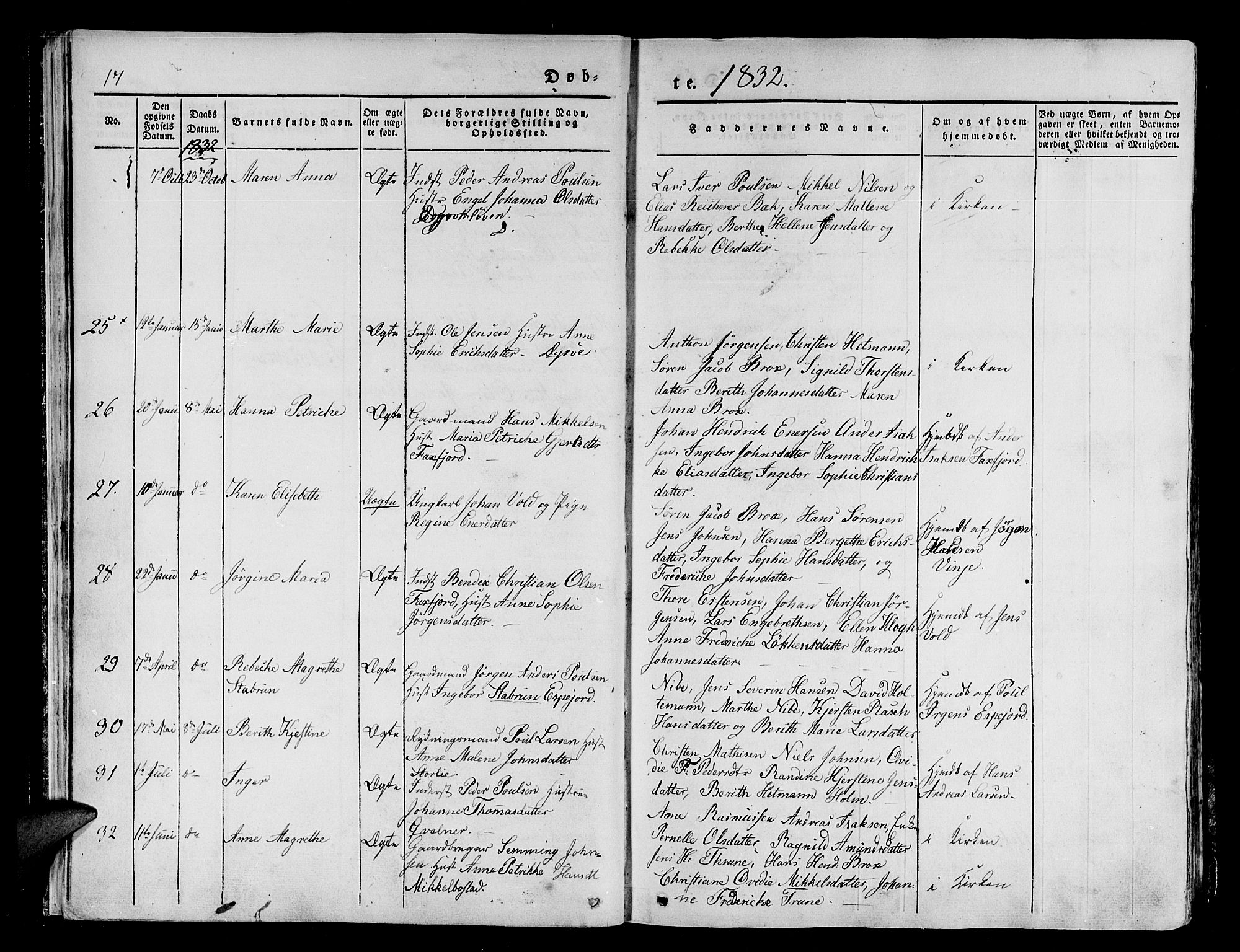 Tranøy sokneprestkontor, SATØ/S-1313/I/Ia/Iaa/L0005kirke: Parish register (official) no. 5, 1829-1844, p. 17