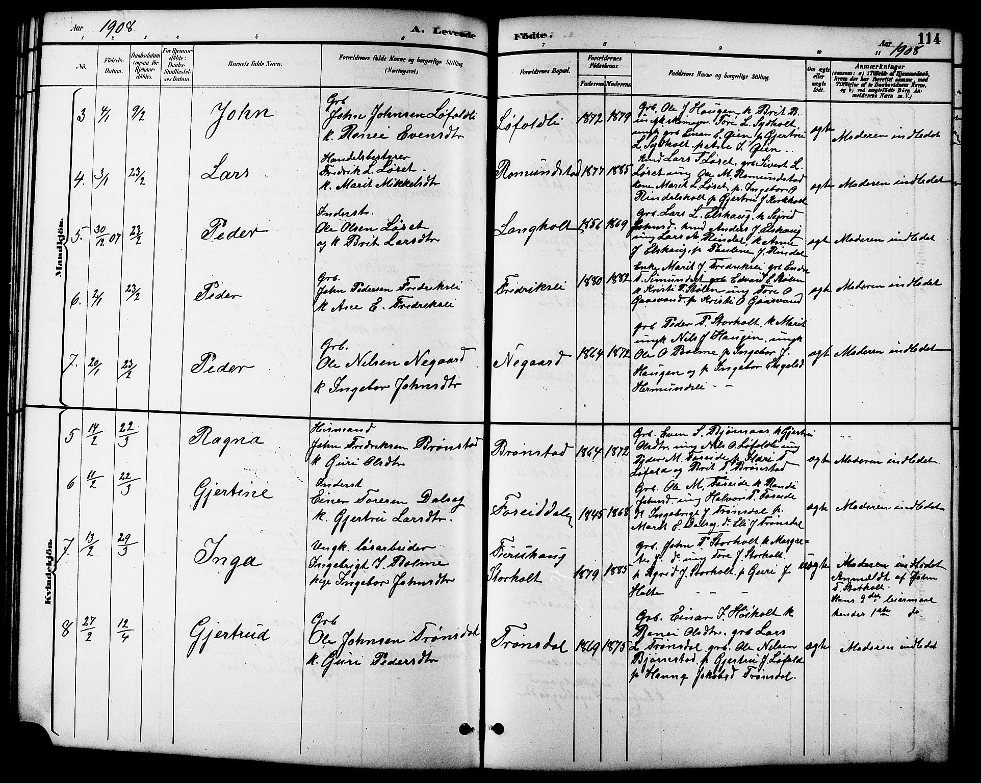 Ministerialprotokoller, klokkerbøker og fødselsregistre - Møre og Romsdal, SAT/A-1454/598/L1078: Parish register (copy) no. 598C03, 1892-1909, p. 114