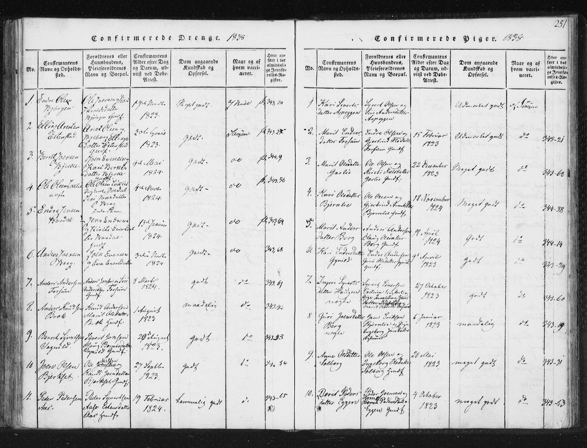Ministerialprotokoller, klokkerbøker og fødselsregistre - Sør-Trøndelag, SAT/A-1456/689/L1037: Parish register (official) no. 689A02, 1816-1842, p. 251
