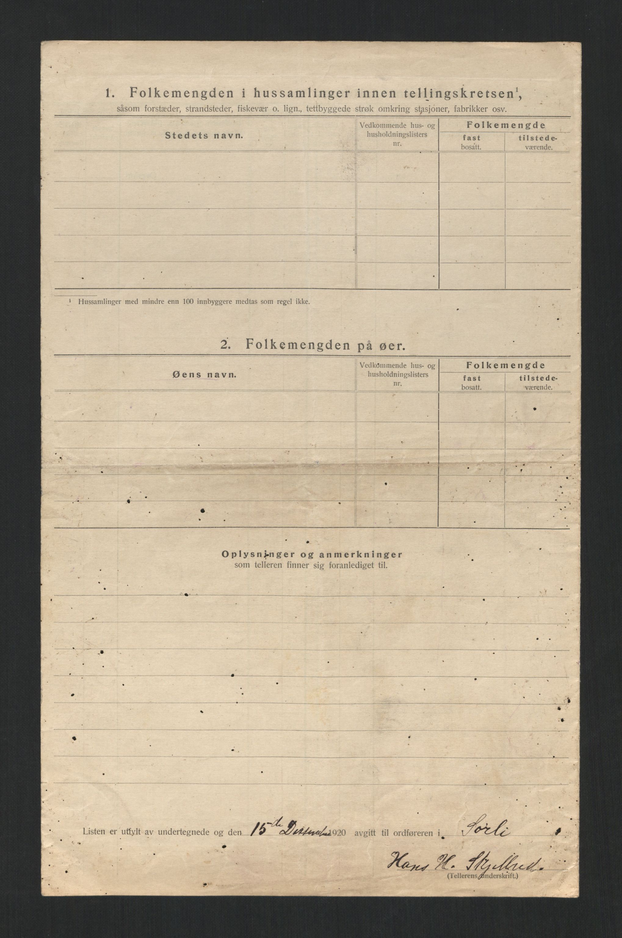 SAT, 1920 census for Sørli, 1920, p. 16