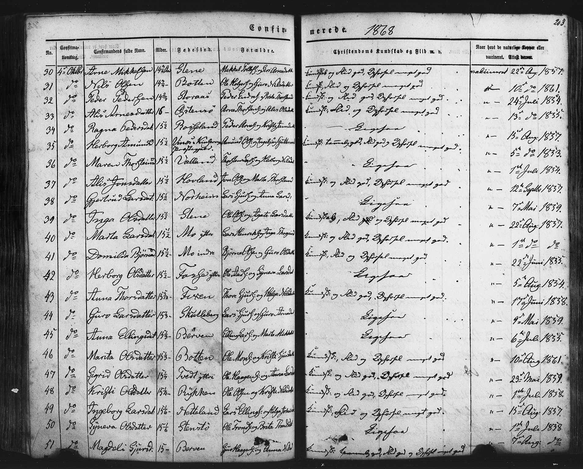 Kvam sokneprestembete, AV/SAB-A-76201/H/Haa: Parish register (official) no. A 9, 1864-1879, p. 203