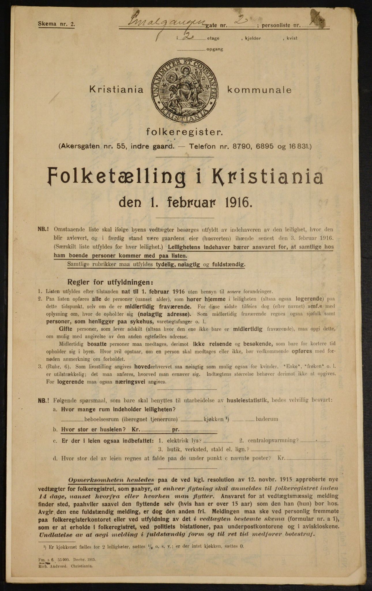 OBA, Municipal Census 1916 for Kristiania, 1916, p. 99442