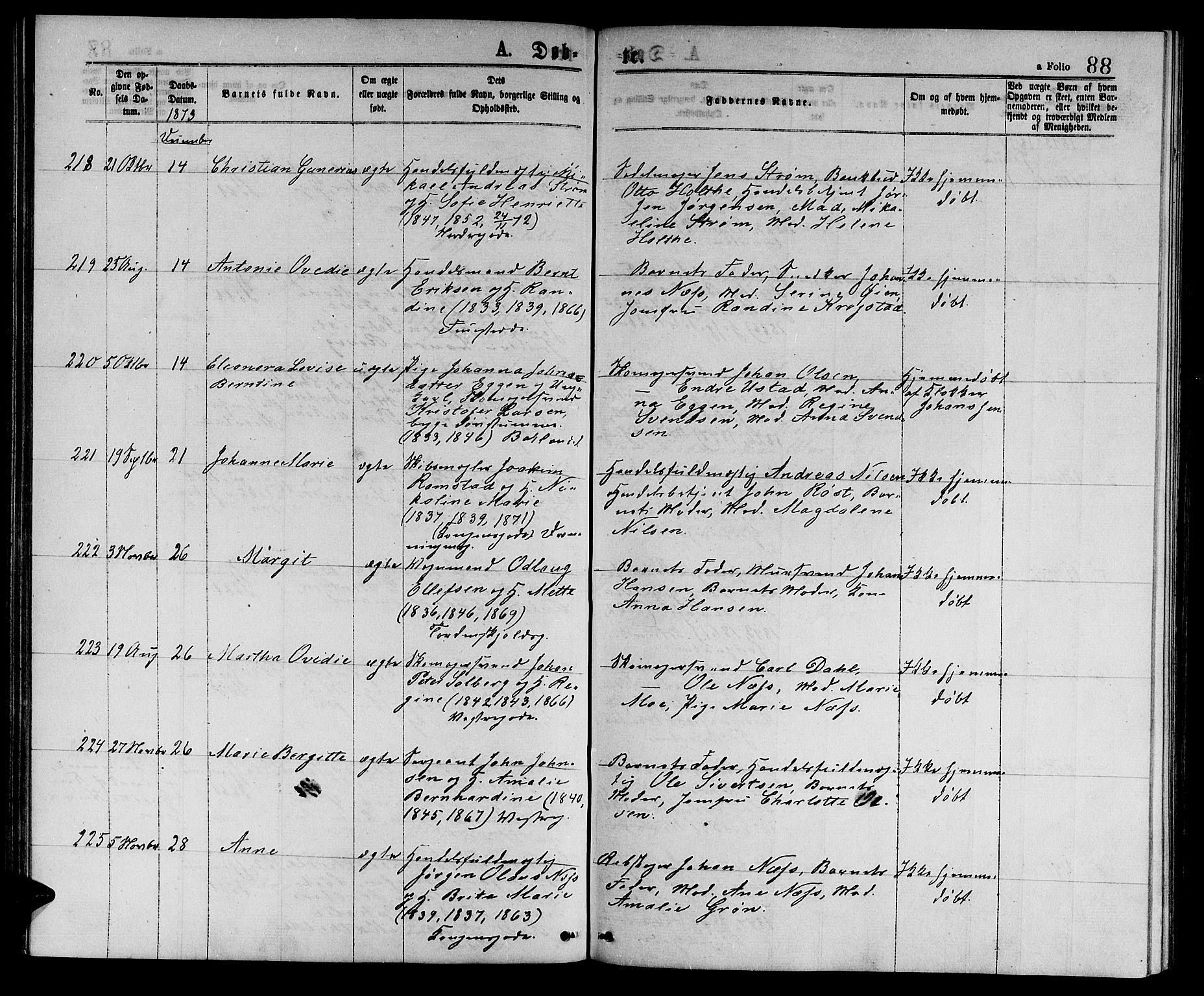 Ministerialprotokoller, klokkerbøker og fødselsregistre - Sør-Trøndelag, AV/SAT-A-1456/601/L0088: Parish register (copy) no. 601C06, 1870-1878, p. 88