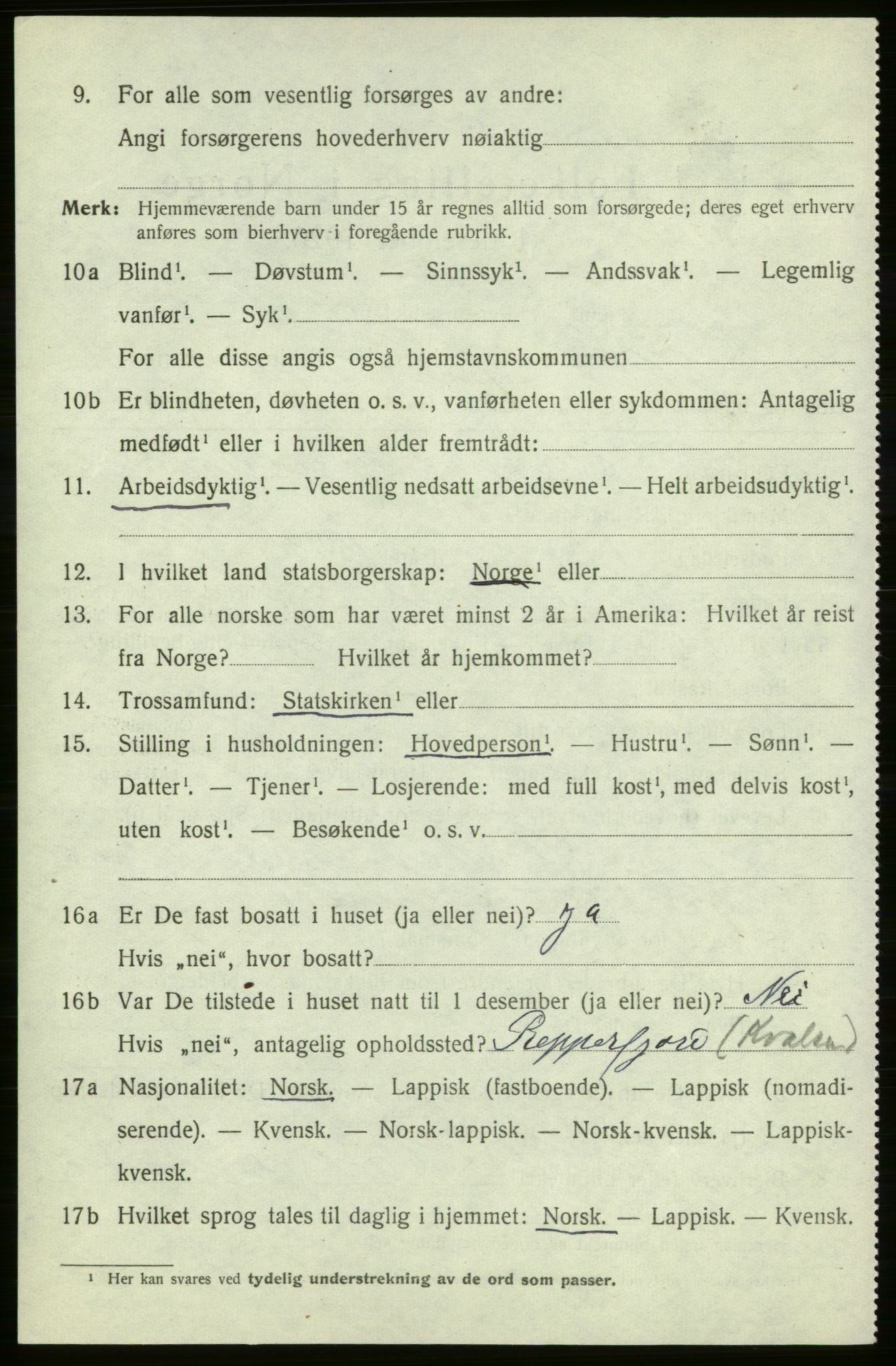 SATØ, 1920 census for , 1920, p. 521