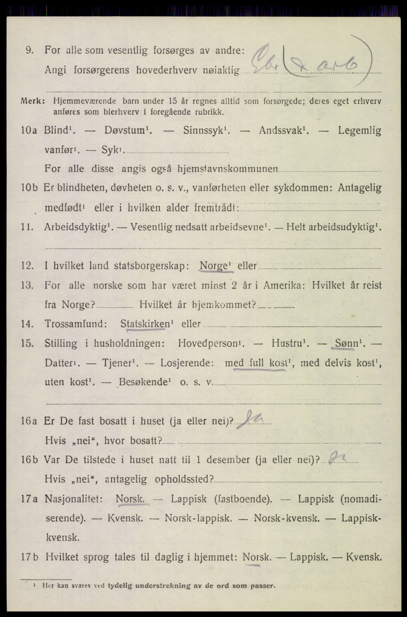 SAT, 1920 census for Evenes, 1920, p. 10435