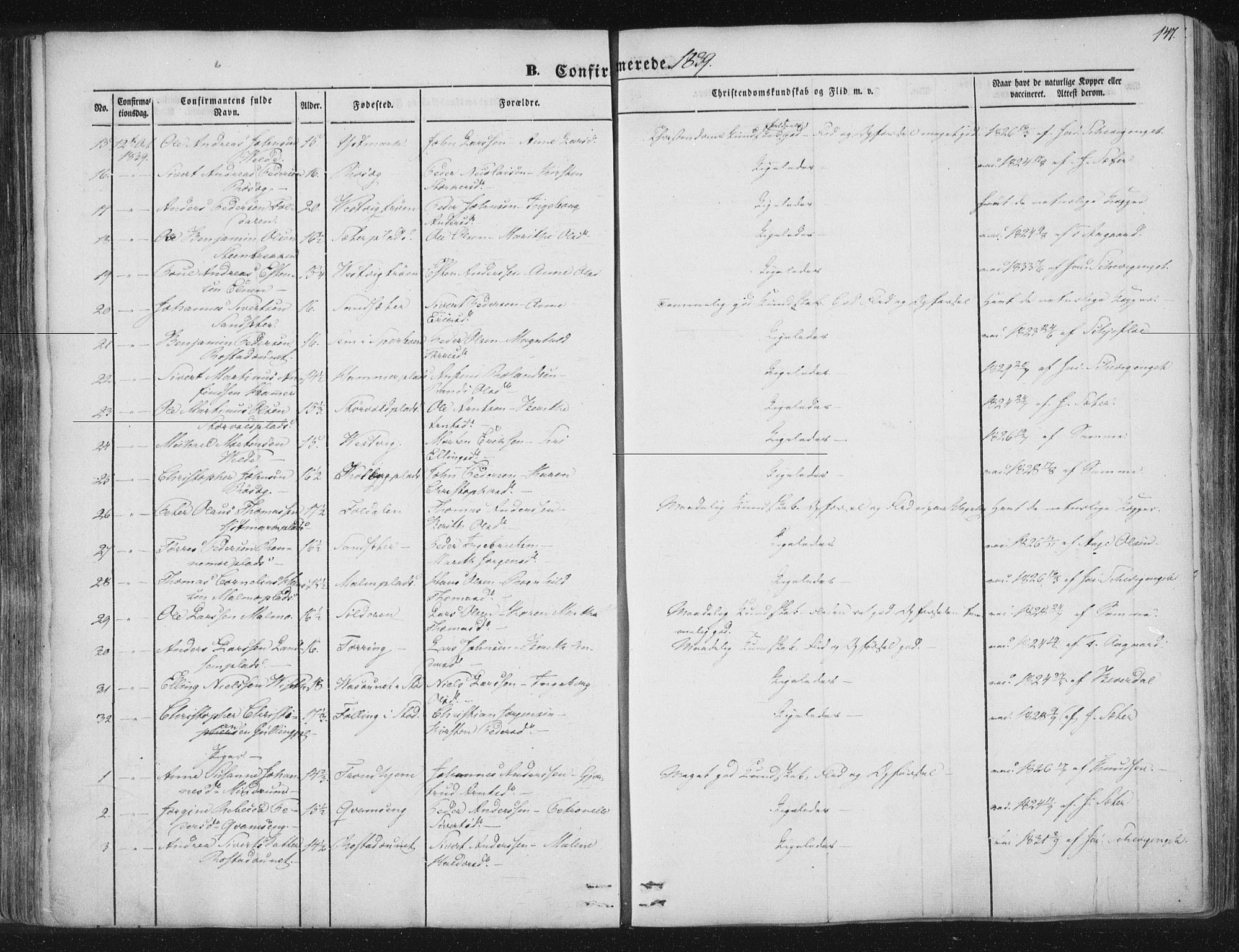 Ministerialprotokoller, klokkerbøker og fødselsregistre - Nord-Trøndelag, AV/SAT-A-1458/741/L0392: Parish register (official) no. 741A06, 1836-1848, p. 147