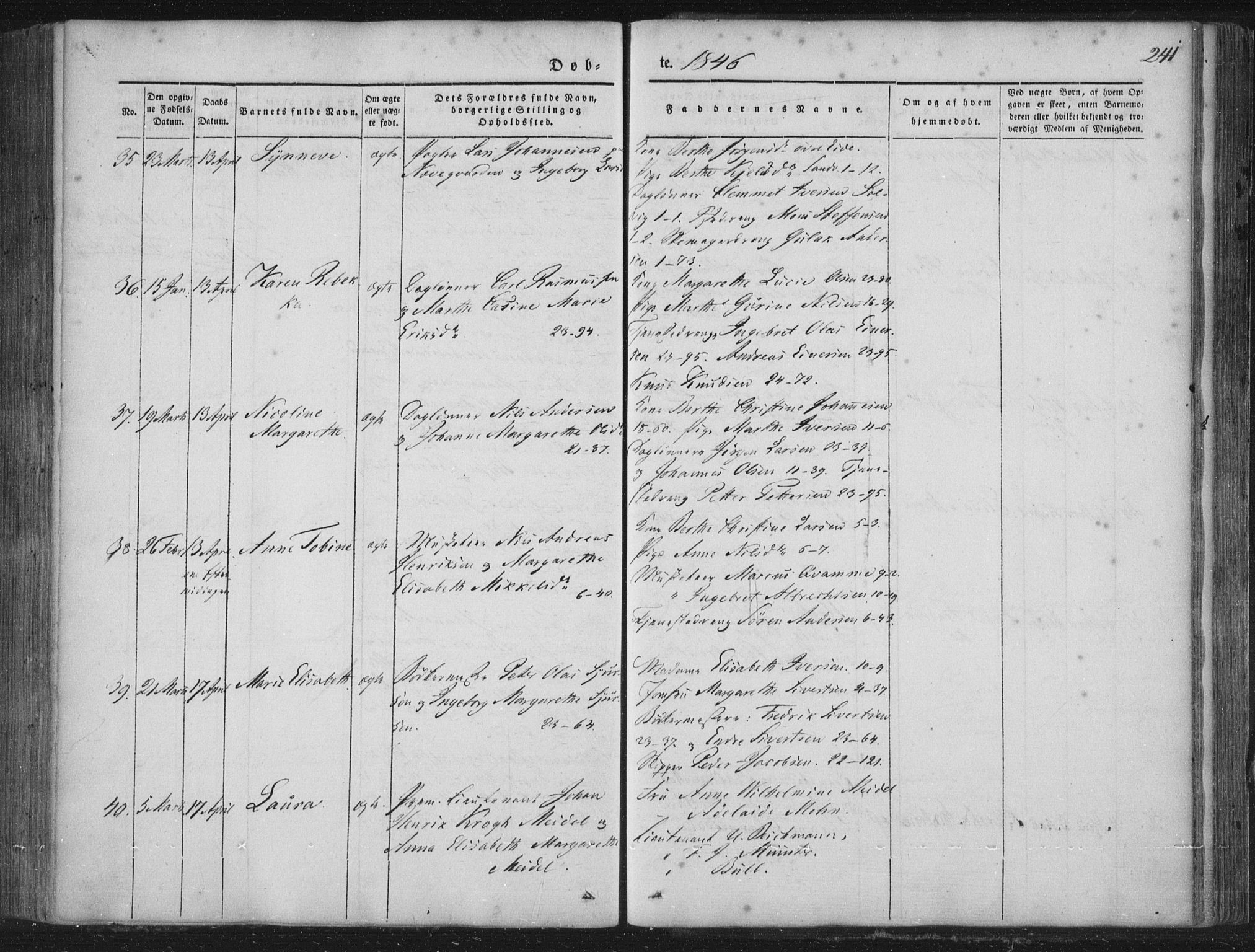 Korskirken sokneprestembete, AV/SAB-A-76101/H/Haa/L0016: Parish register (official) no. B 2, 1841-1851, p. 241