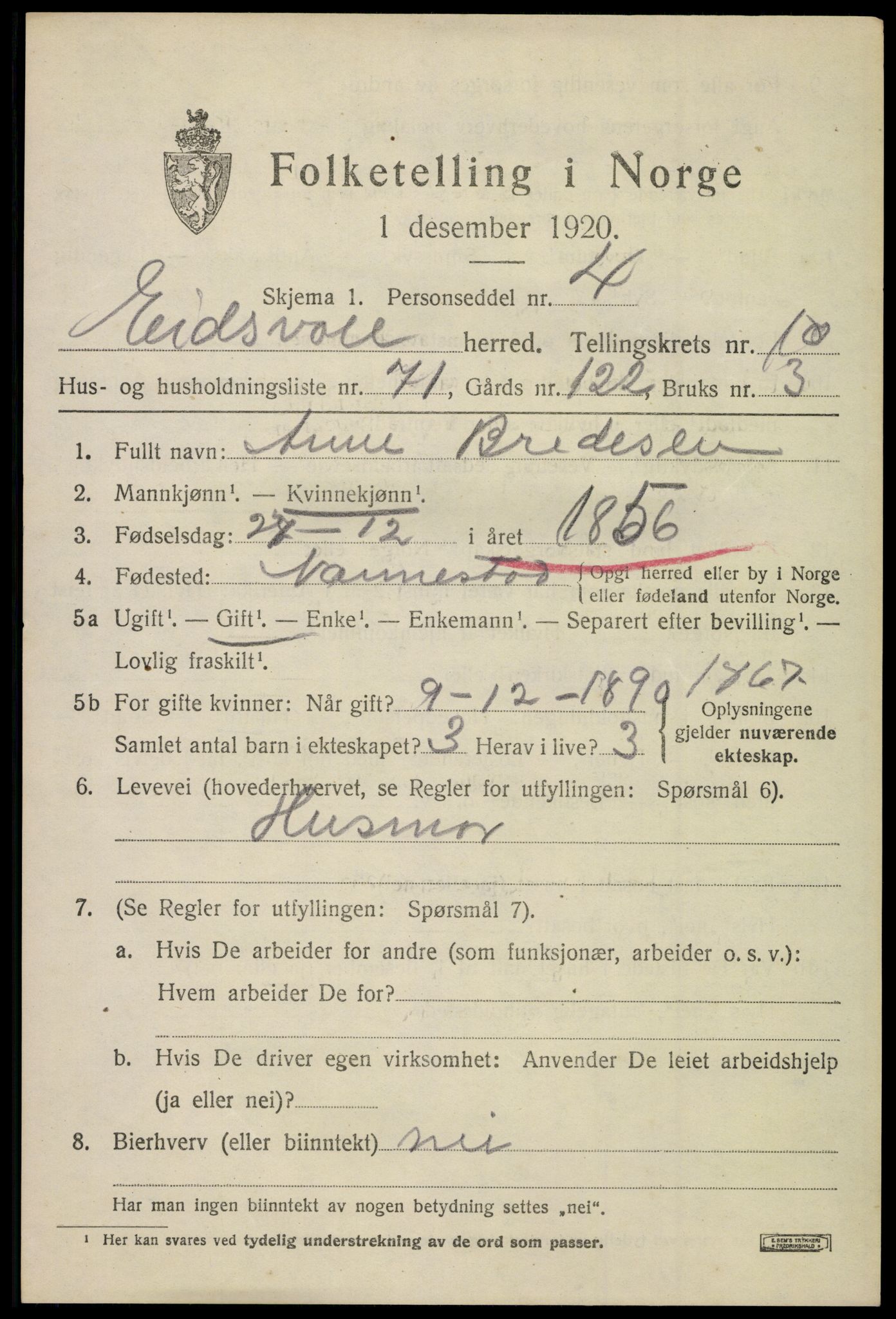 SAO, 1920 census for Eidsvoll, 1920, p. 16747