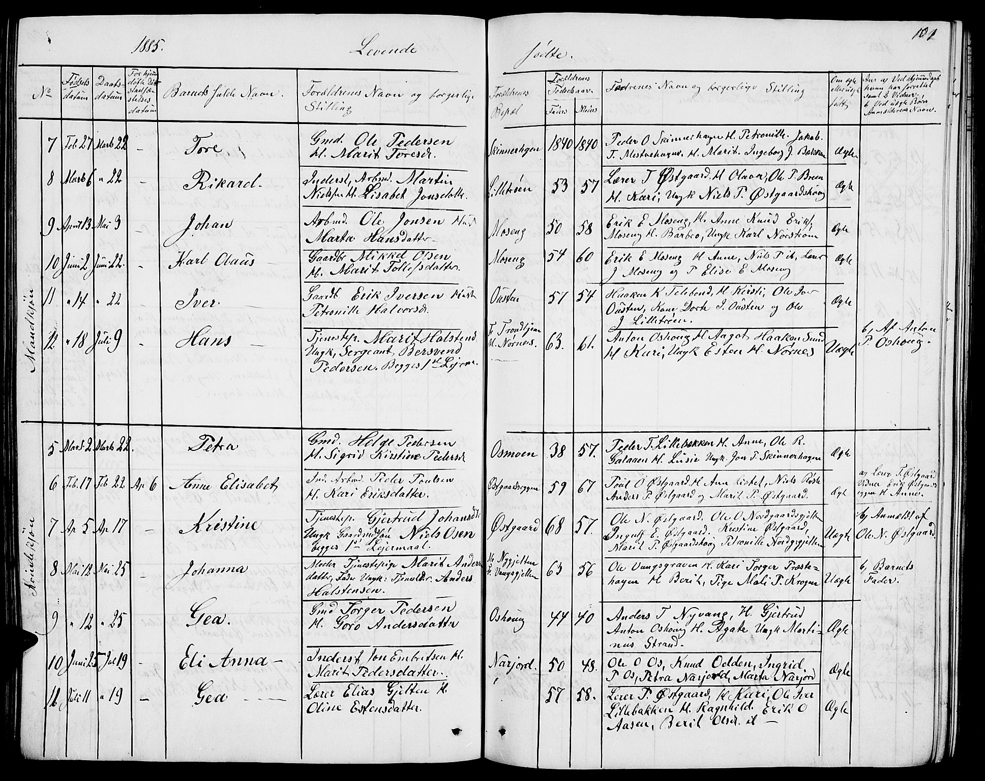 Tolga prestekontor, AV/SAH-PREST-062/L/L0004: Parish register (copy) no. 4, 1845-1887, p. 101