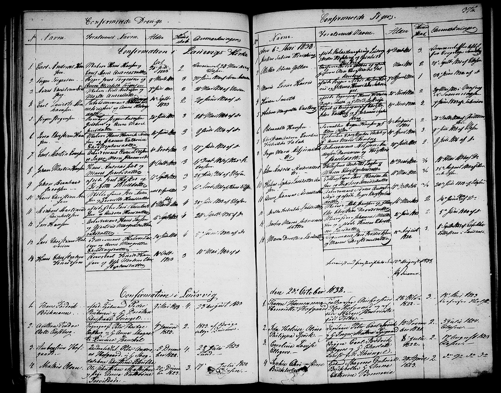 Larvik kirkebøker, AV/SAKO-A-352/G/Ga/L0003b: Parish register (copy) no. I 3B, 1830-1870, p. 376