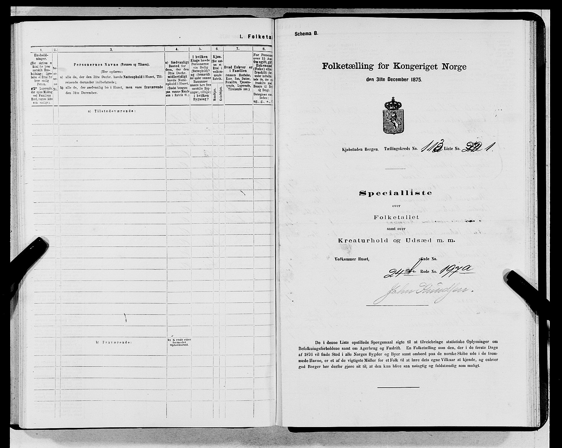 SAB, 1875 census for 1301 Bergen, 1875, p. 6129