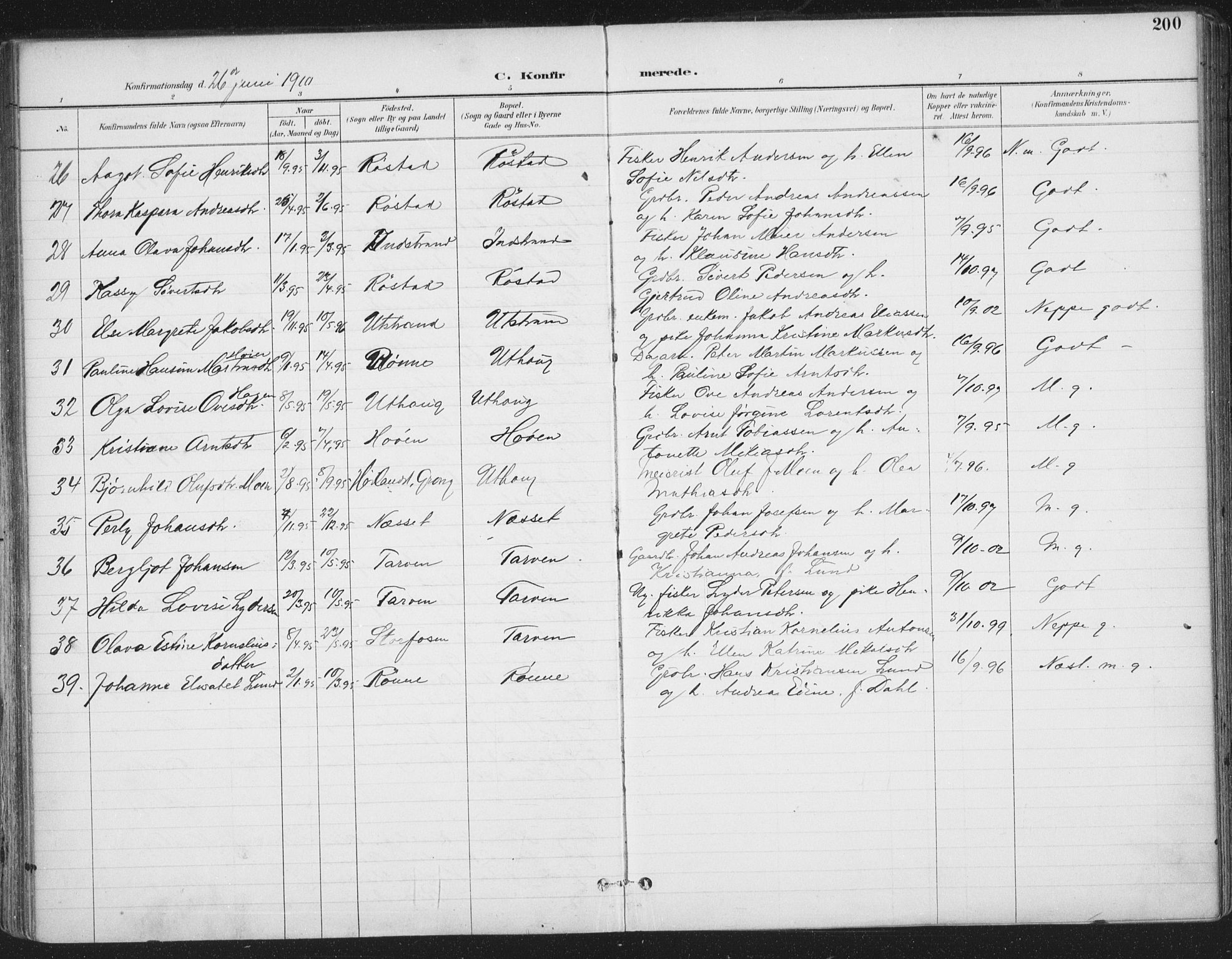 Ministerialprotokoller, klokkerbøker og fødselsregistre - Sør-Trøndelag, AV/SAT-A-1456/659/L0743: Parish register (official) no. 659A13, 1893-1910, p. 200