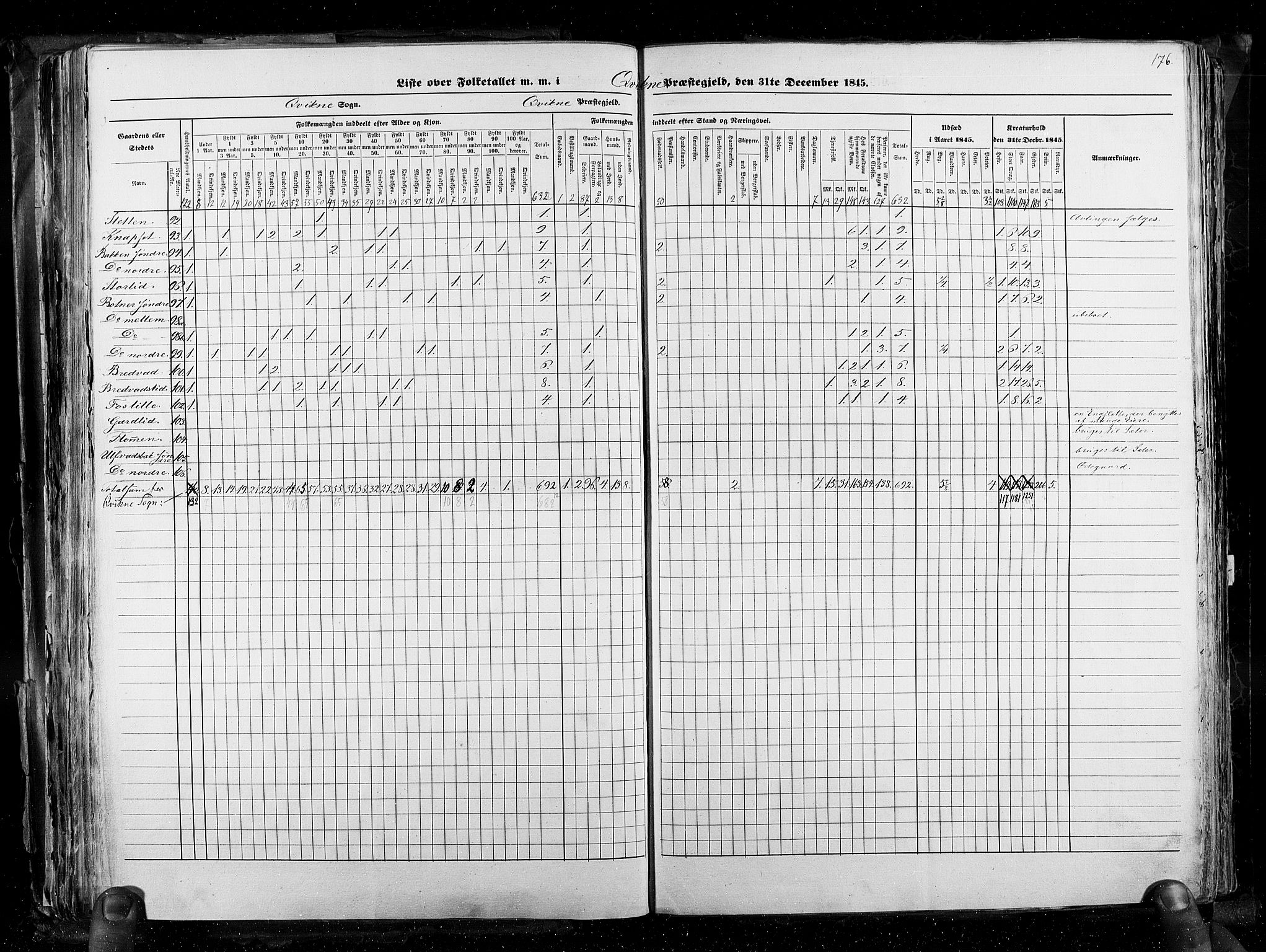 RA, Census 1845, vol. 3: Hedemarken amt og Kristians amt, 1845, p. 176