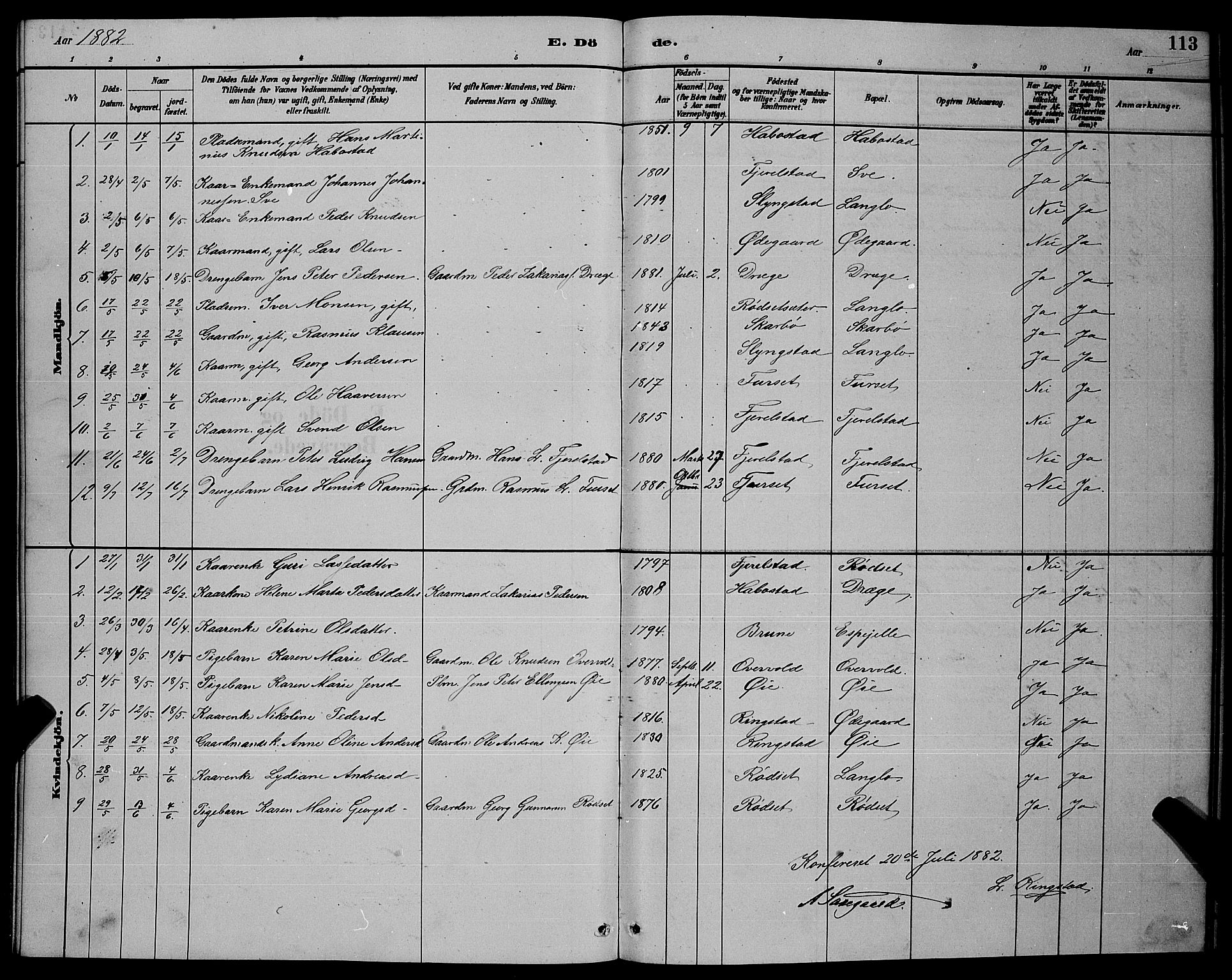 Ministerialprotokoller, klokkerbøker og fødselsregistre - Møre og Romsdal, SAT/A-1454/520/L0292: Parish register (copy) no. 520C04, 1882-1901, p. 113