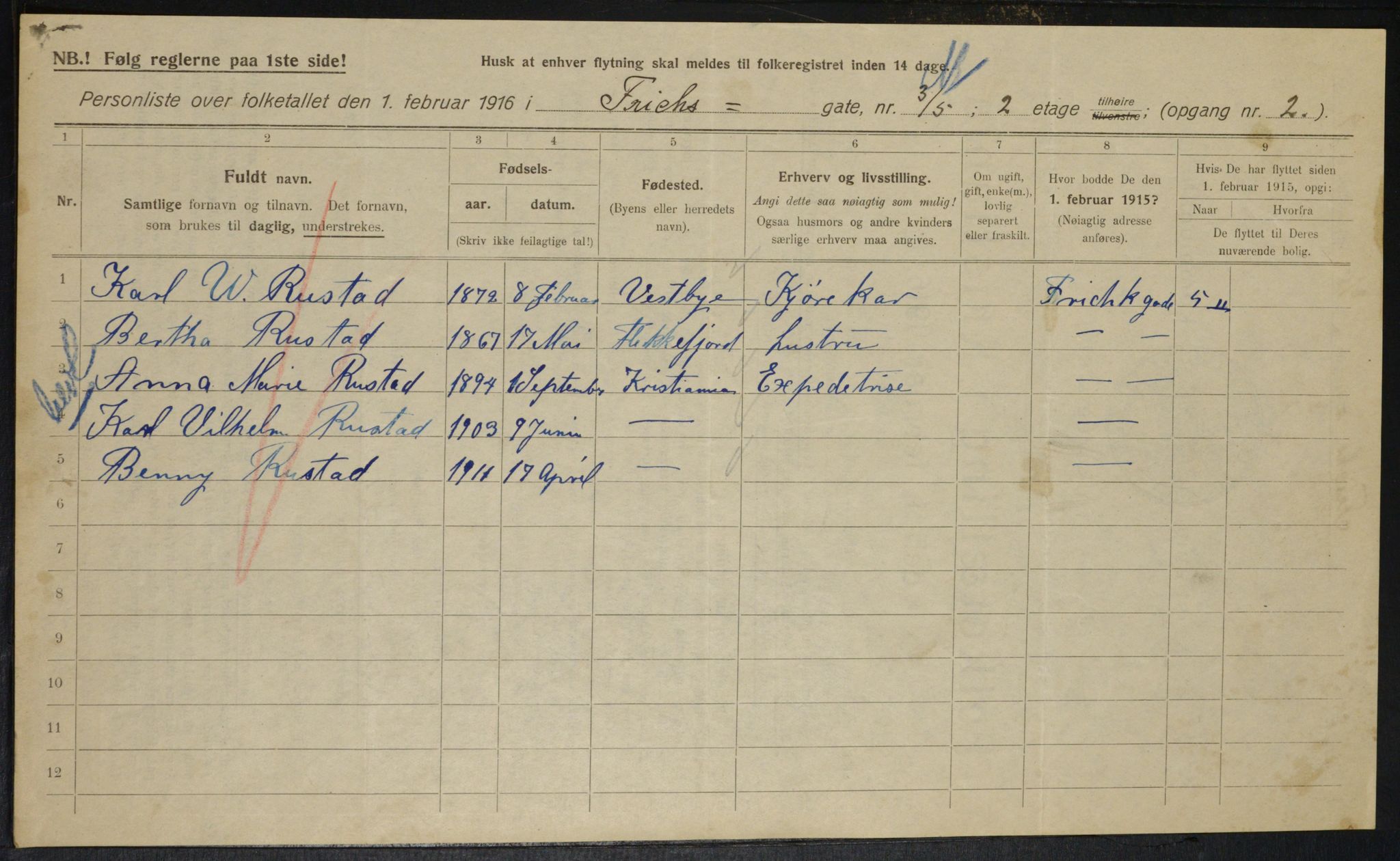 OBA, Municipal Census 1916 for Kristiania, 1916, p. 27302