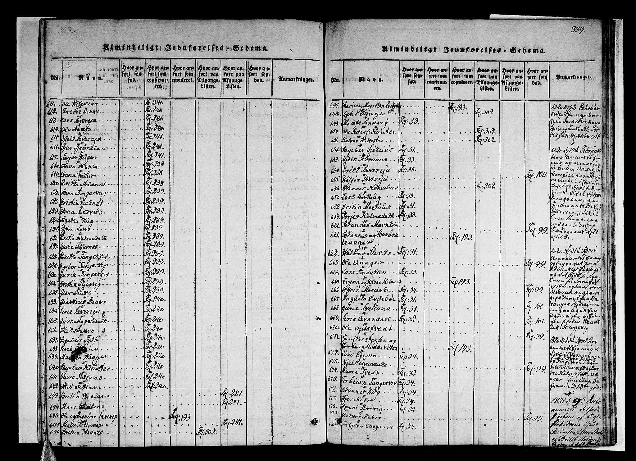 Skånevik sokneprestembete, AV/SAB-A-77801/H/Haa: Parish register (official) no. A 3, 1815-1828, p. 339