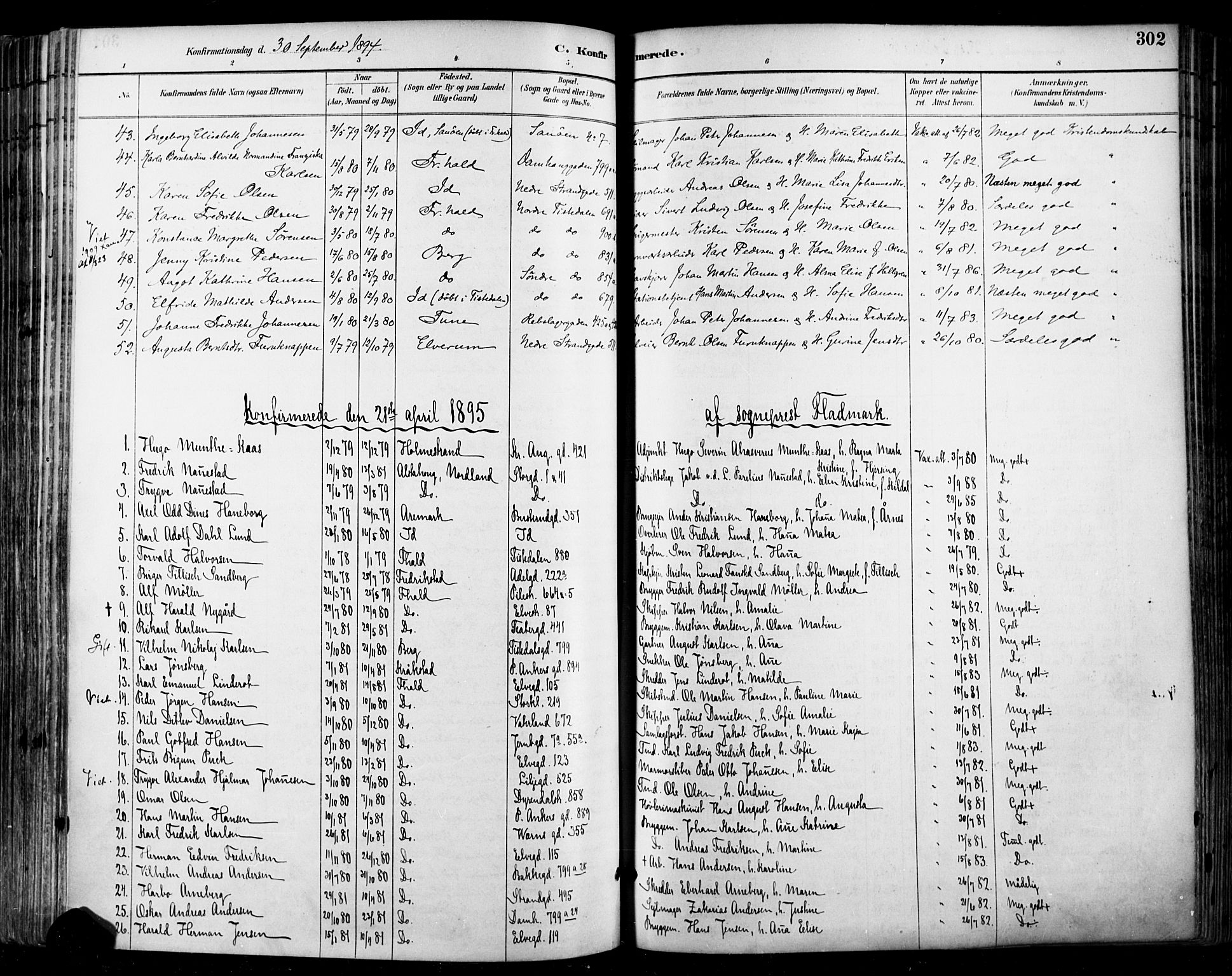 Halden prestekontor Kirkebøker, SAO/A-10909/F/Fa/L0013: Parish register (official) no. I 13, 1890-1906, p. 302