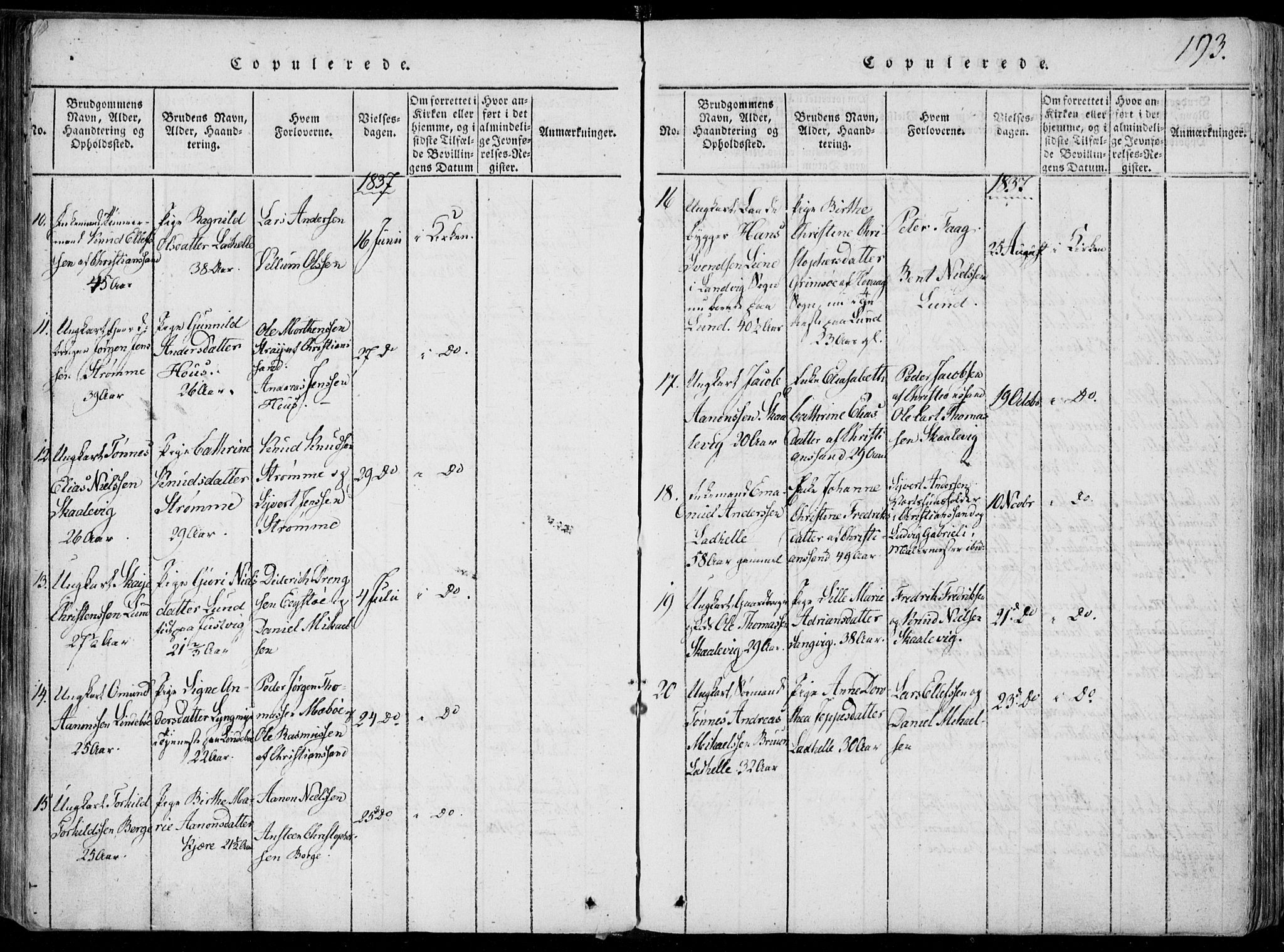 Oddernes sokneprestkontor, SAK/1111-0033/F/Fa/Faa/L0005: Parish register (official) no. A 5, 1820-1838, p. 193