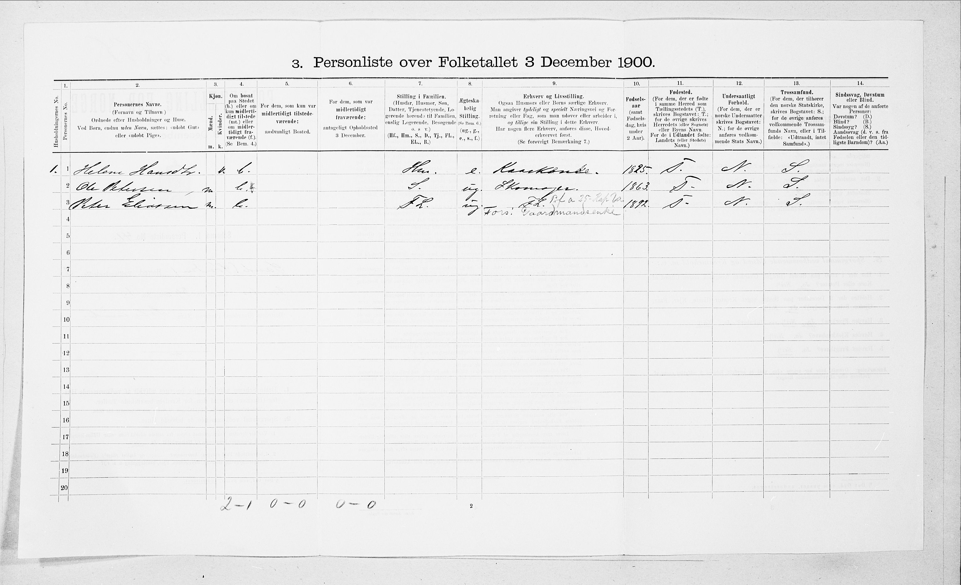 SAT, 1900 census for Sande, 1900, p. 382