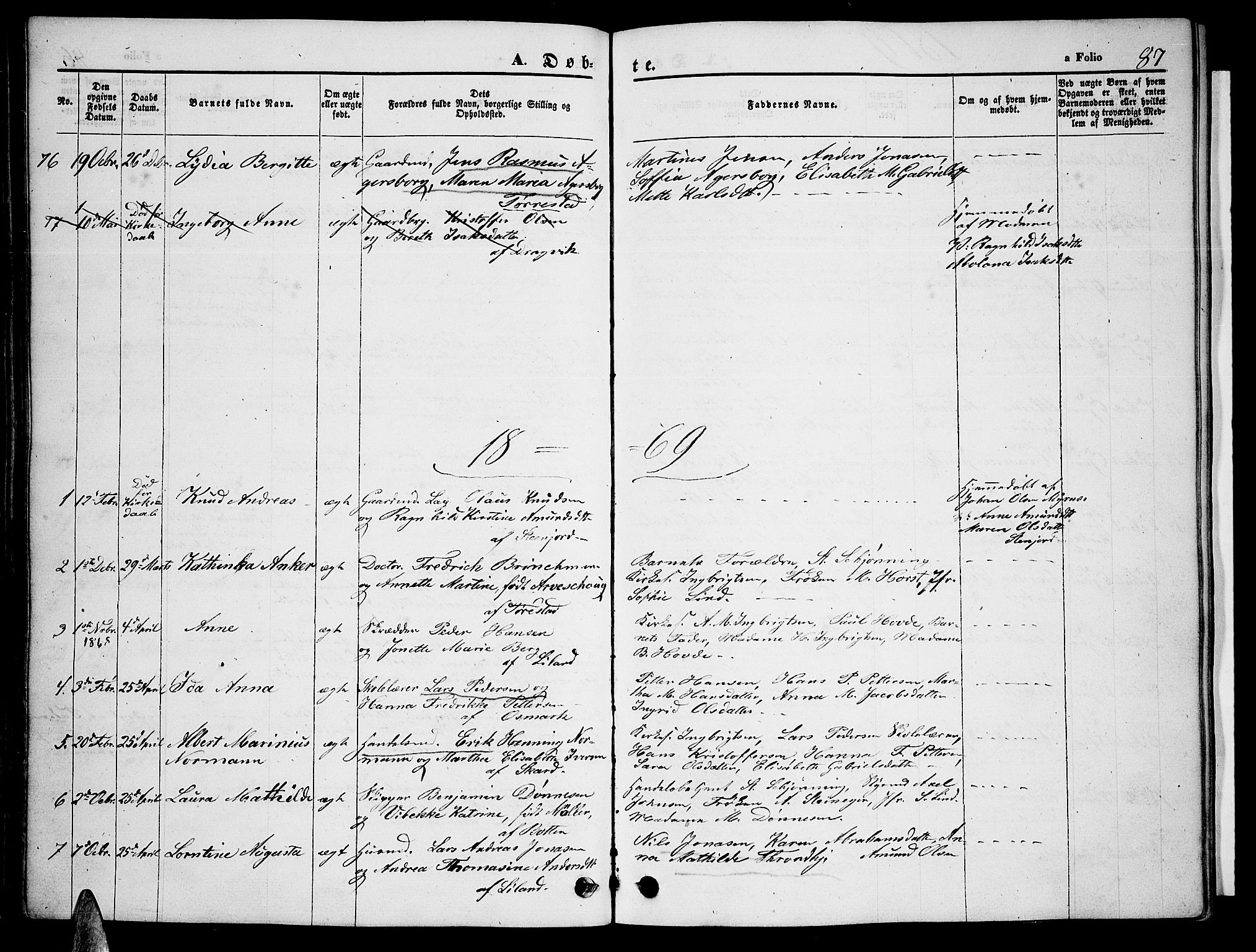 Ministerialprotokoller, klokkerbøker og fødselsregistre - Nordland, AV/SAT-A-1459/863/L0912: Parish register (copy) no. 863C02, 1858-1876, p. 87