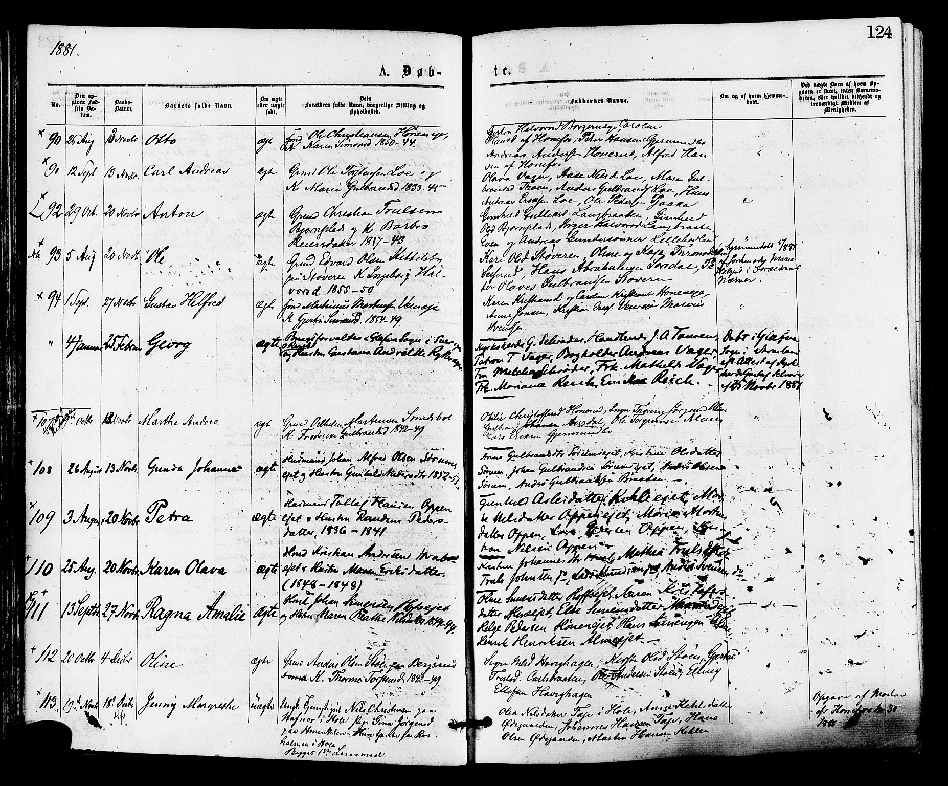 Norderhov kirkebøker, SAKO/A-237/F/Fa/L0015: Parish register (official) no. 15, 1875-1884, p. 124