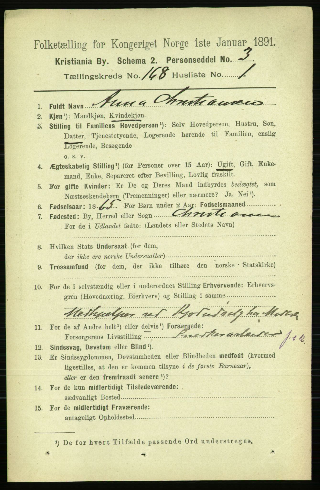 RA, 1891 census for 0301 Kristiania, 1891, p. 98161