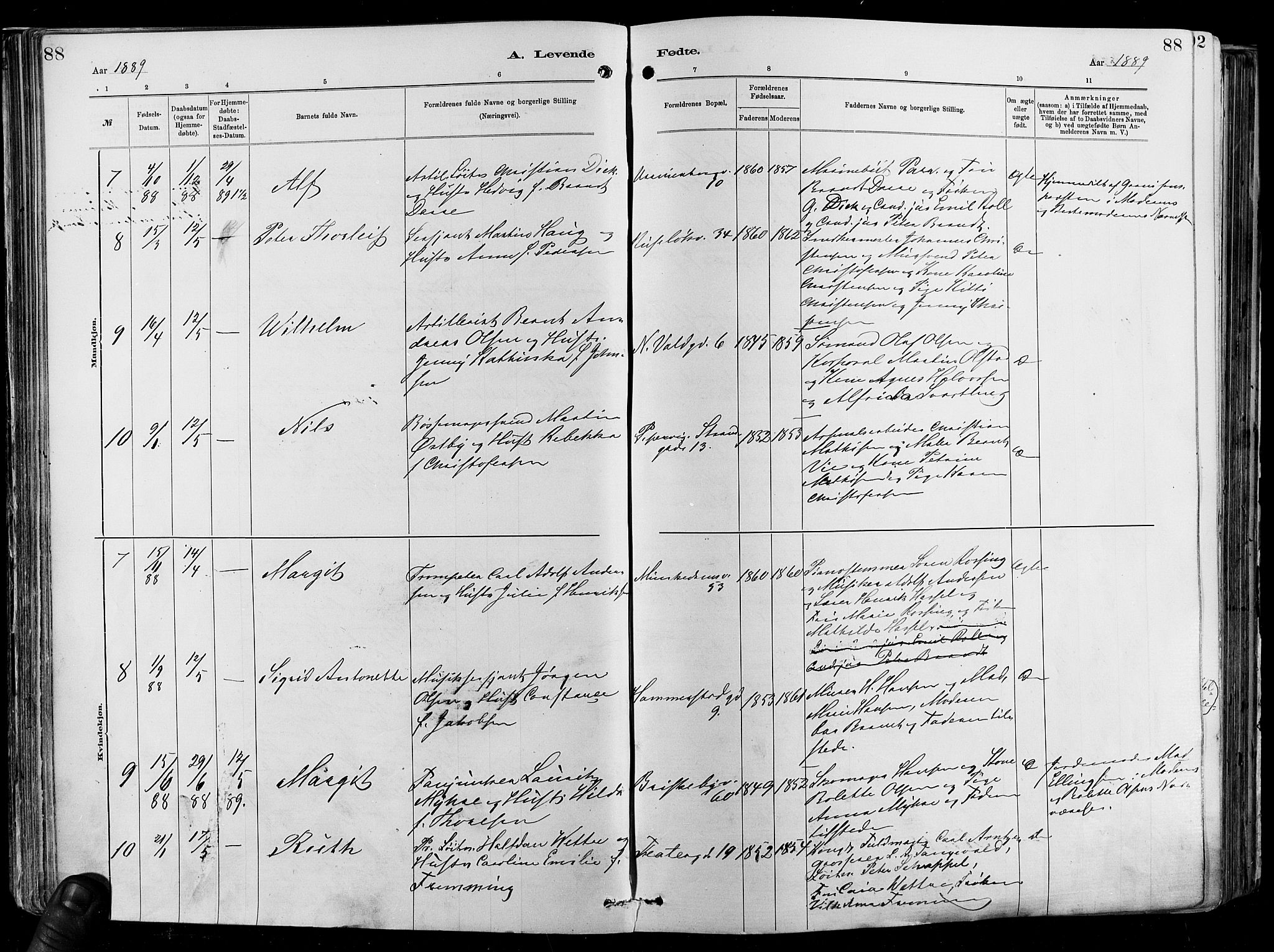 Garnisonsmenigheten Kirkebøker, AV/SAO-A-10846/F/Fa/L0012: Parish register (official) no. 12, 1880-1893, p. 88