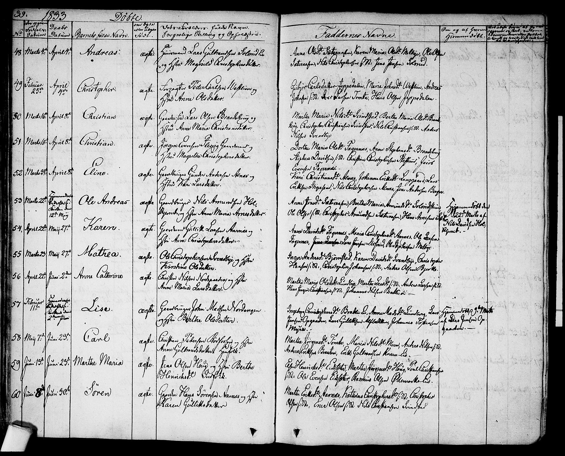 Hurdal prestekontor Kirkebøker, AV/SAO-A-10889/F/Fa/L0004: Parish register (official) no. I 4, 1828-1845, p. 39