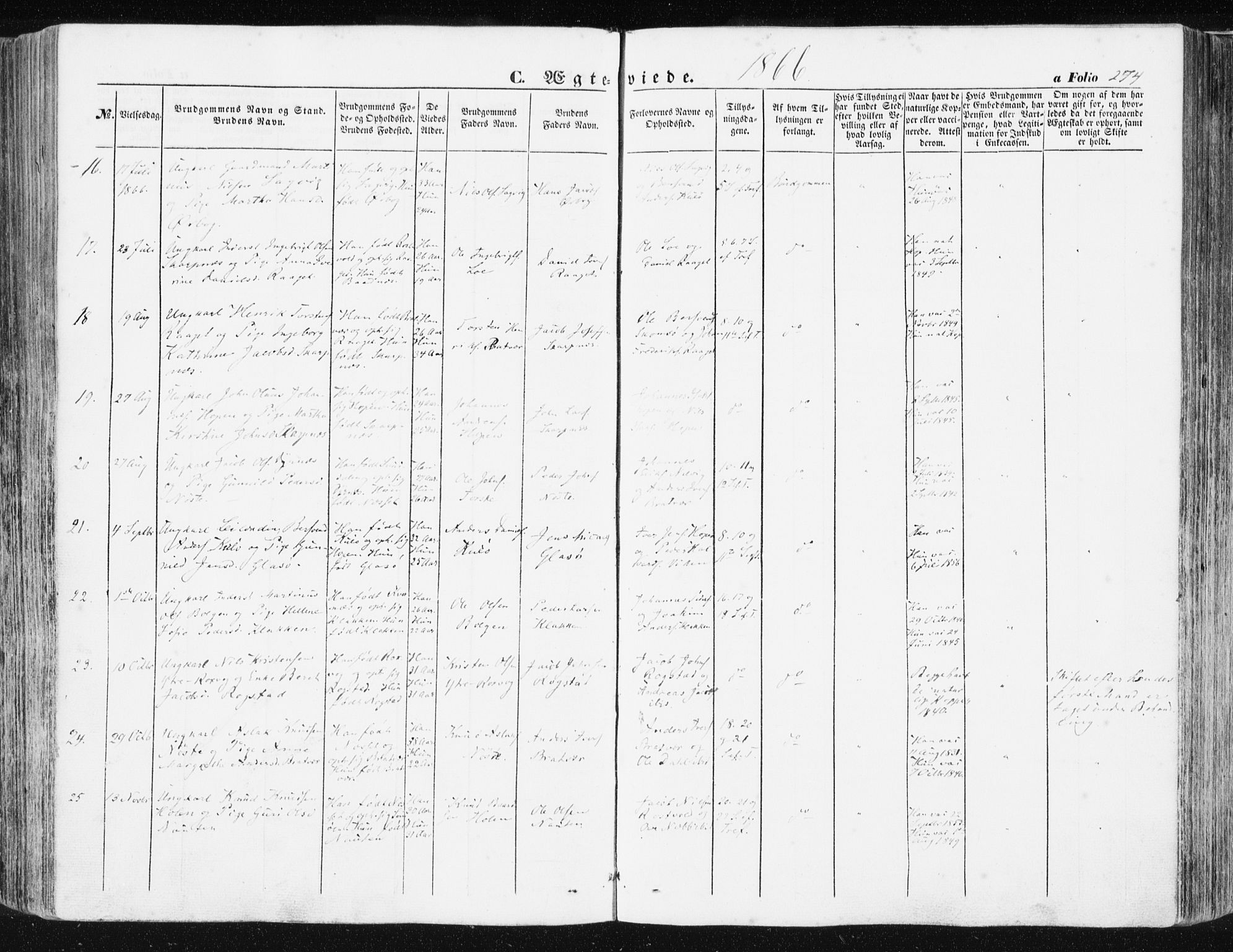 Ministerialprotokoller, klokkerbøker og fødselsregistre - Møre og Romsdal, AV/SAT-A-1454/581/L0937: Parish register (official) no. 581A05, 1853-1872, p. 274