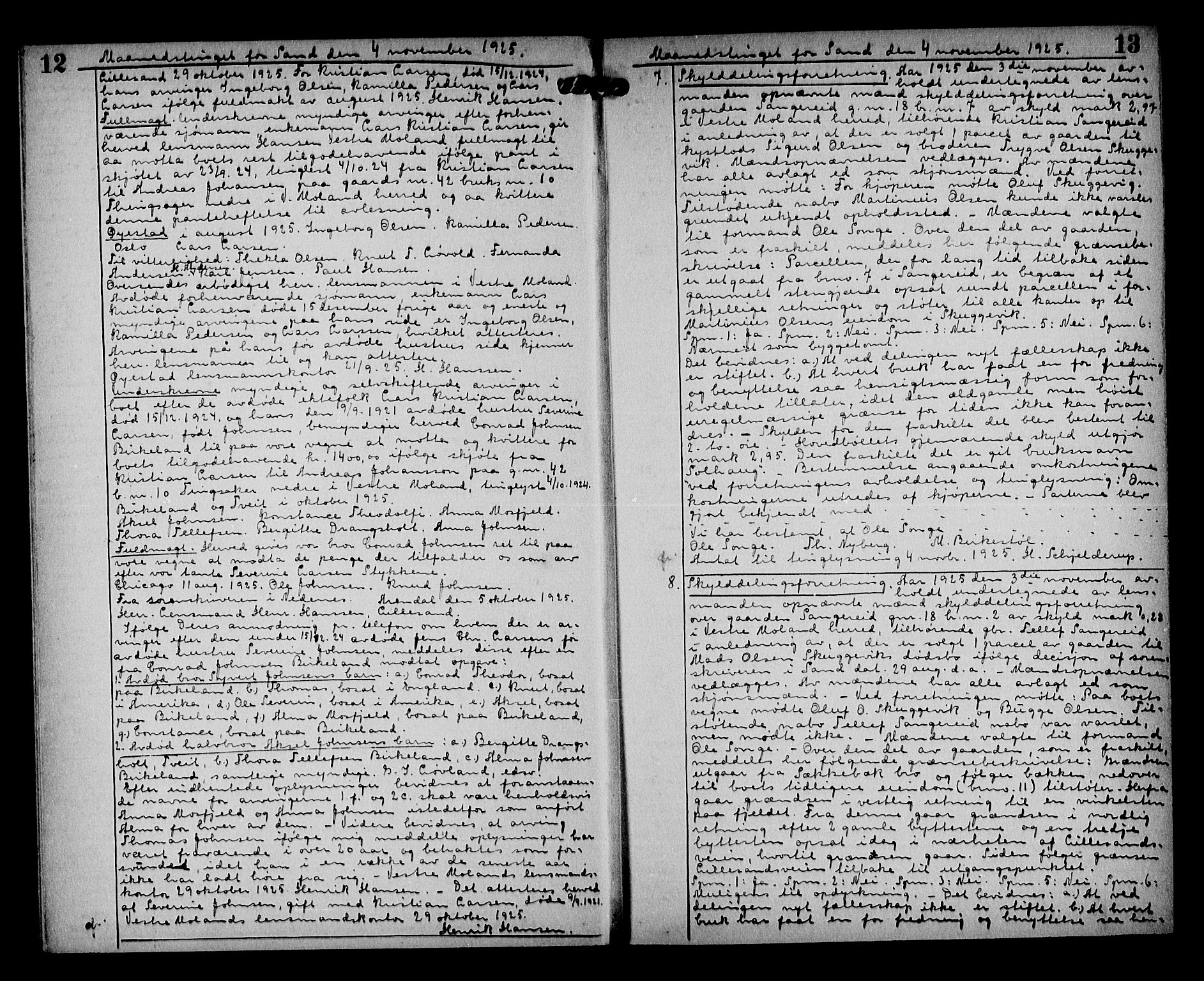 Vestre Nedenes/Sand sorenskriveri, AV/SAK-1221-0010/G/Gb/Gba/L0035: Mortgage book no. 61, 1925-1929, p. 12-13