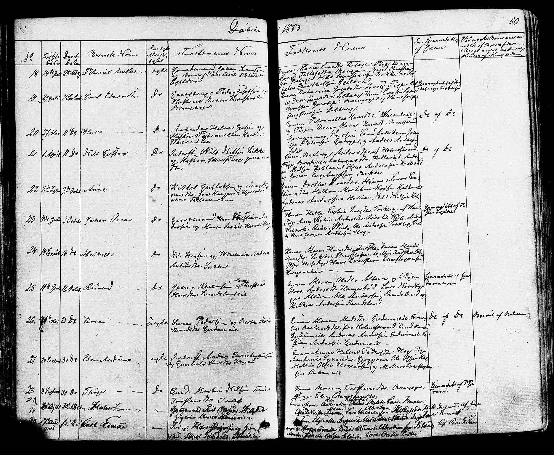Botne kirkebøker, SAKO/A-340/F/Fa/L0006: Parish register (official) no. I 6, 1836-1877, p. 50