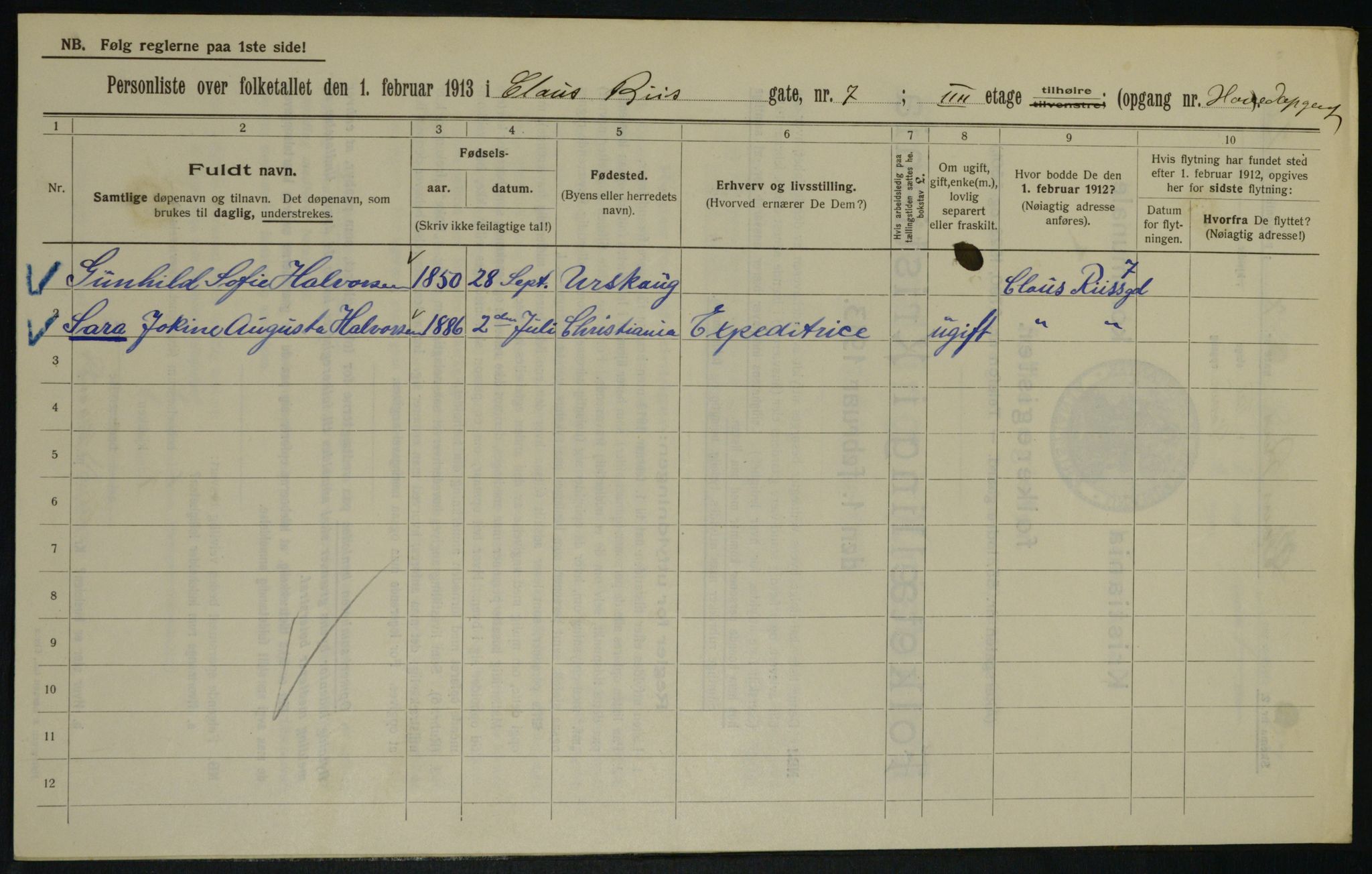 OBA, Municipal Census 1913 for Kristiania, 1913, p. 12806