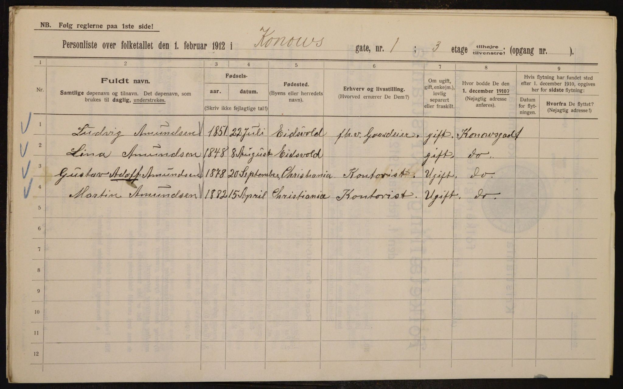 OBA, Municipal Census 1912 for Kristiania, 1912, p. 53271