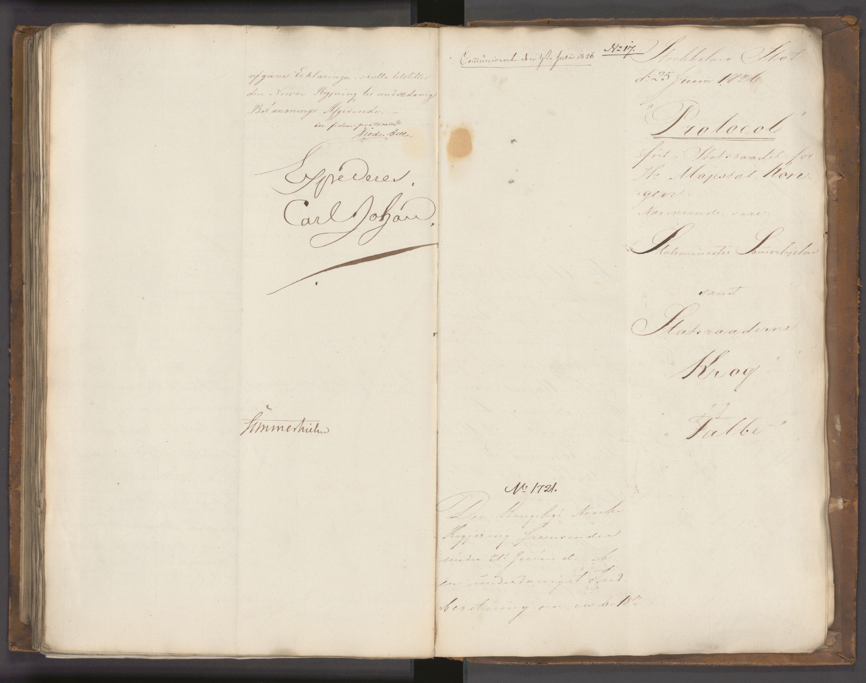 Statsrådssekretariatet, AV/RA-S-1001/A/Ab/L0022: Kgl. res. nr. 1210-1721, 1. halvår, 1826