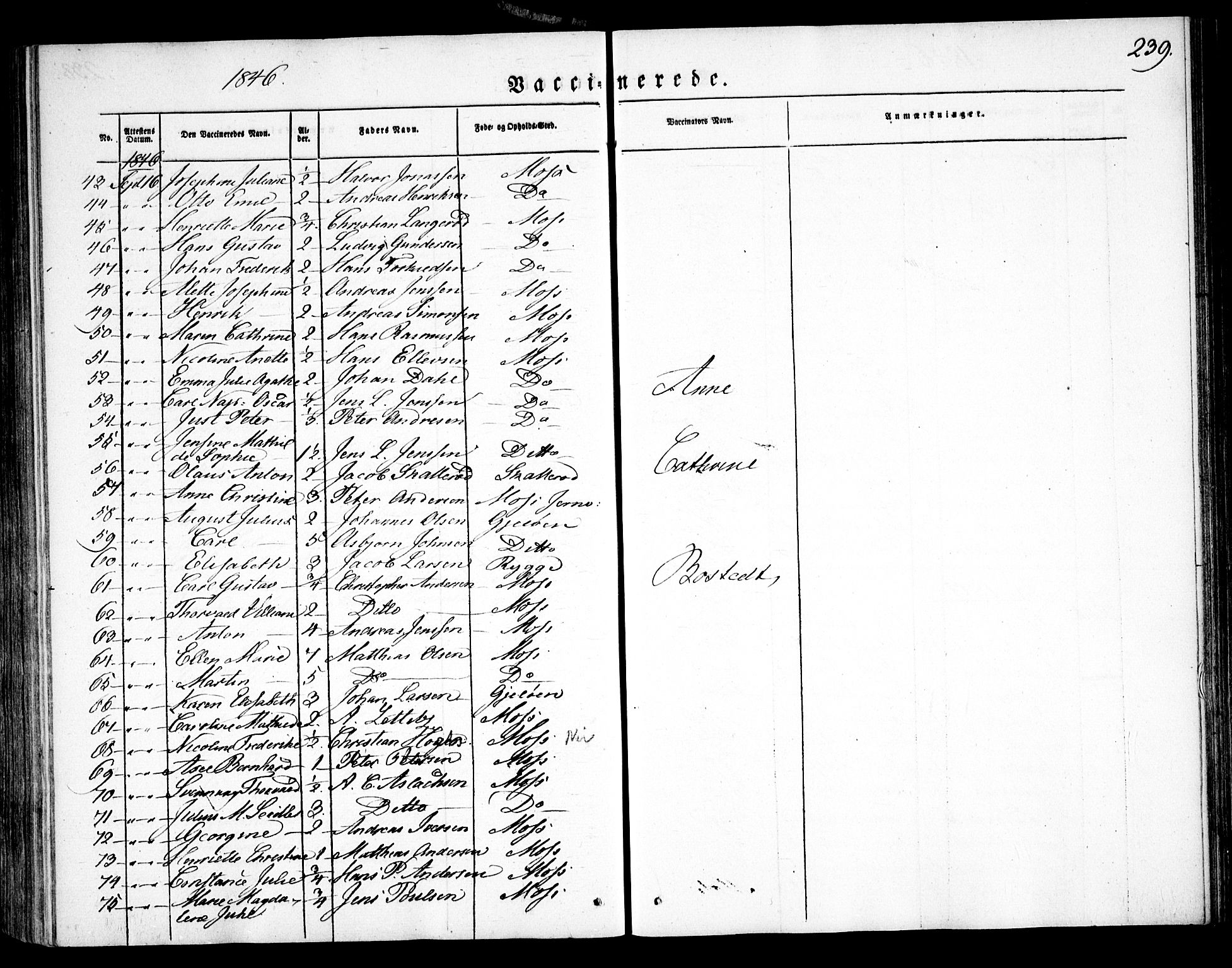 Moss prestekontor Kirkebøker, AV/SAO-A-2003/F/Fa/L0007: Parish register (official) no. I 7, 1845-1851, p. 239