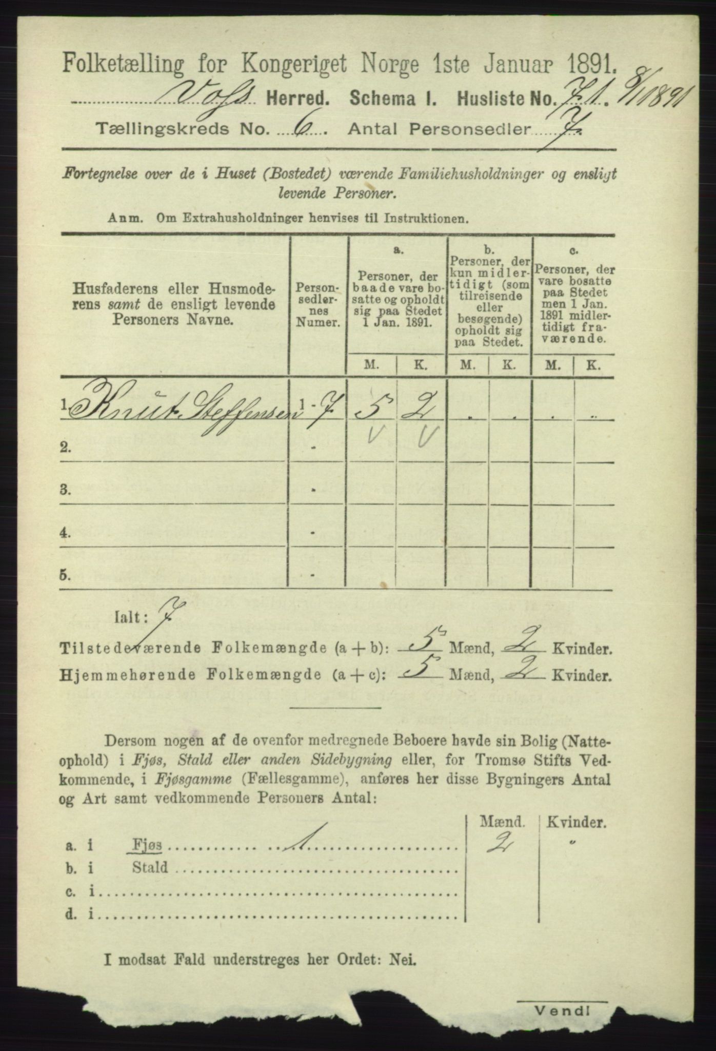 RA, 1891 census for 1235 Voss, 1891, p. 3288